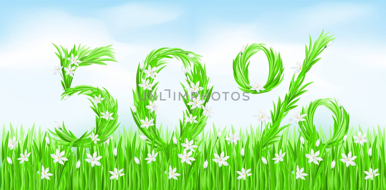 Eco-Style Grass Letters. Fifty percent. Vector version letters is in my gallery.