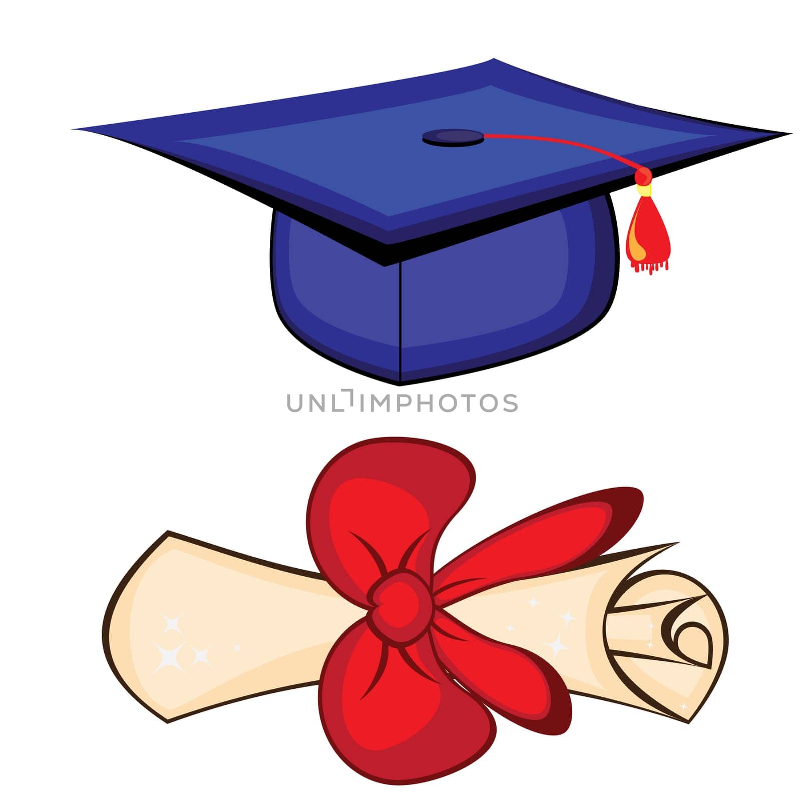 Diploma and graduation cap