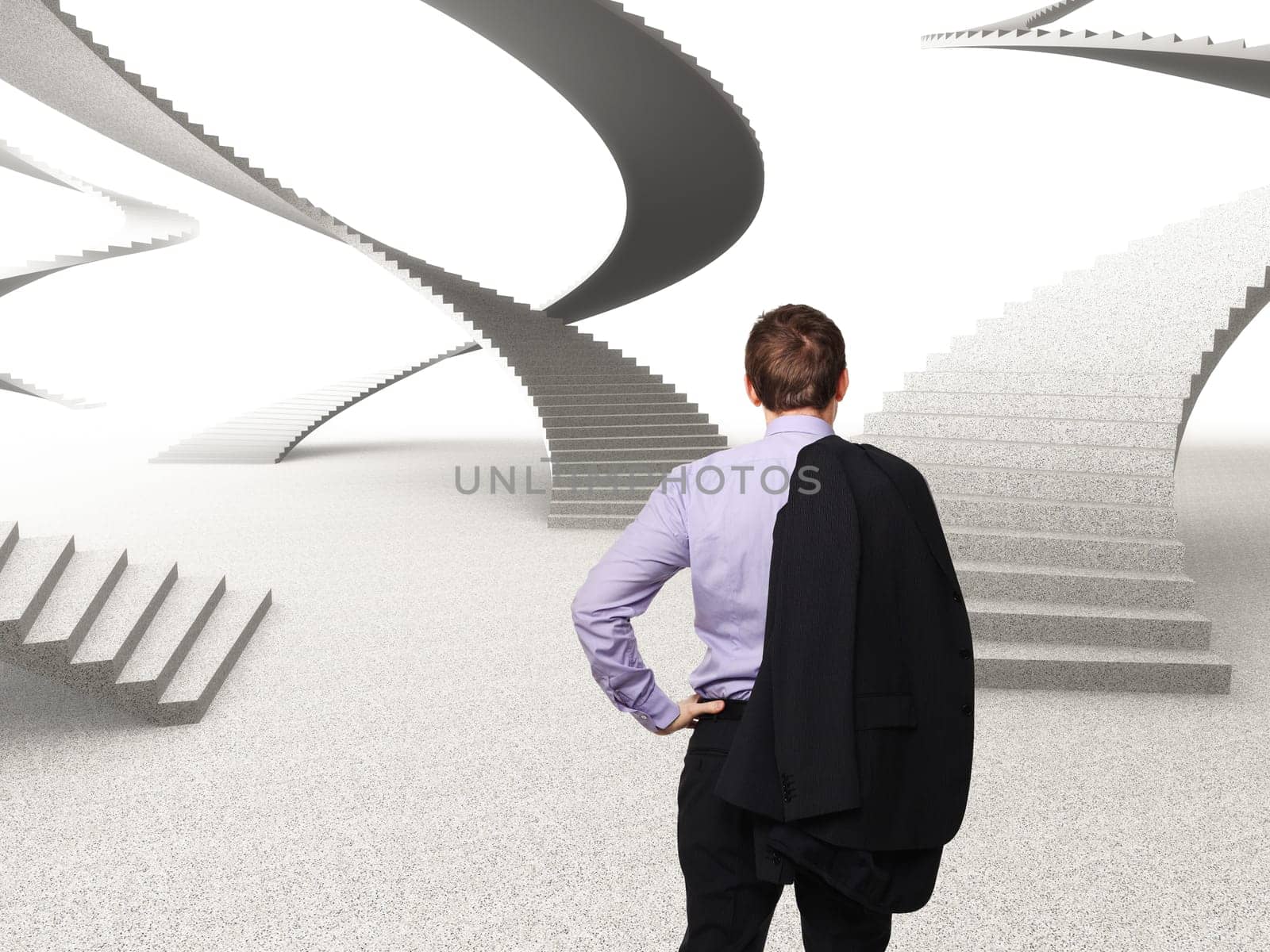 standing man and 3d abstract world