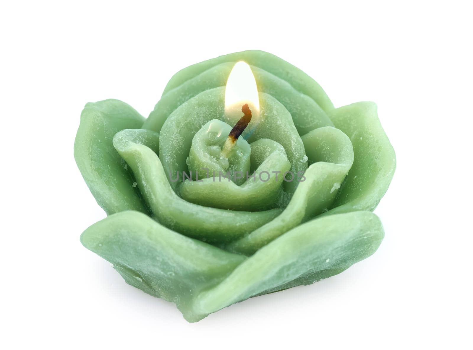 Handmade wax green candle, aromatic