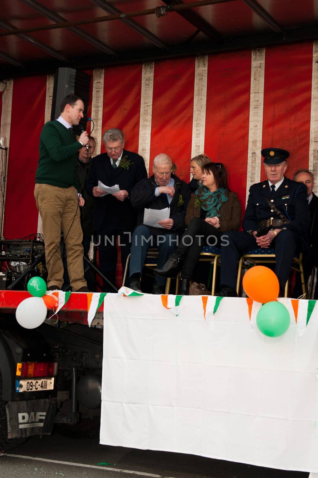 MALLOW, IRELAND - MARCH 17: unidentified jury at the St. Patrick&#039 s day on March 17, 2012 in Mallow, Ireland. This national Irish holiday takes place annually in March, event was held during the afernoon of March 17th 2012.
