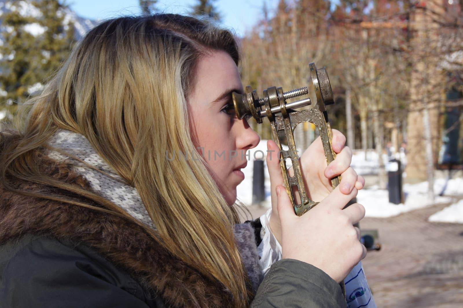 Girl Looking Through Binoculars