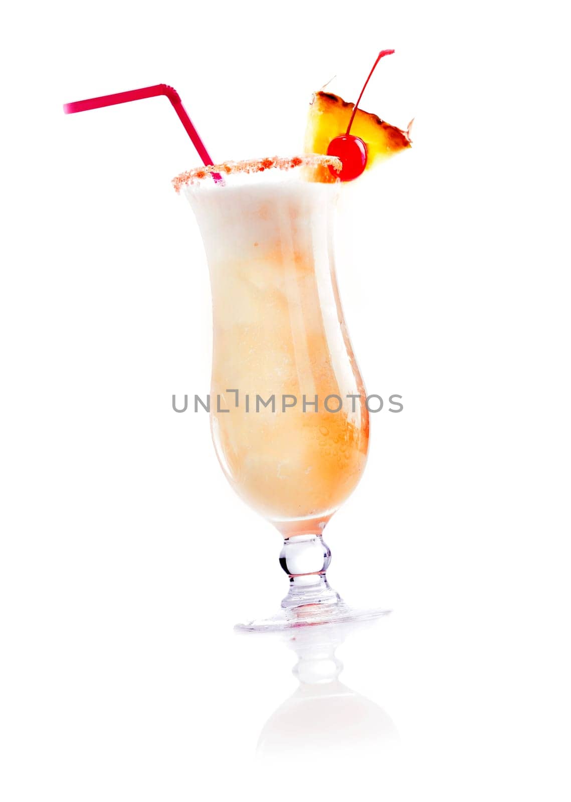 Fresh summer coctail with fruits and tubule isolated on white