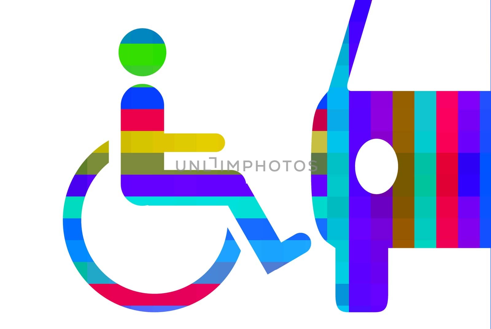 handicapped man crossing the big  street