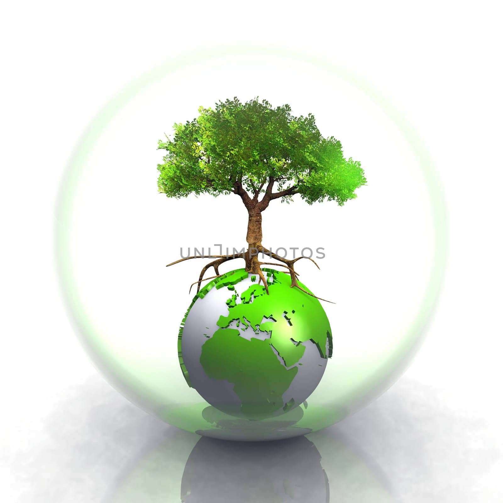 earth and tree in a bubble