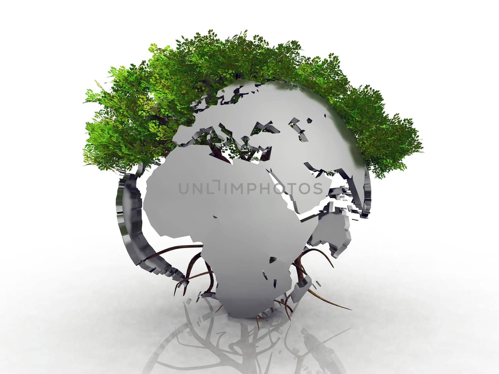 globe and tree