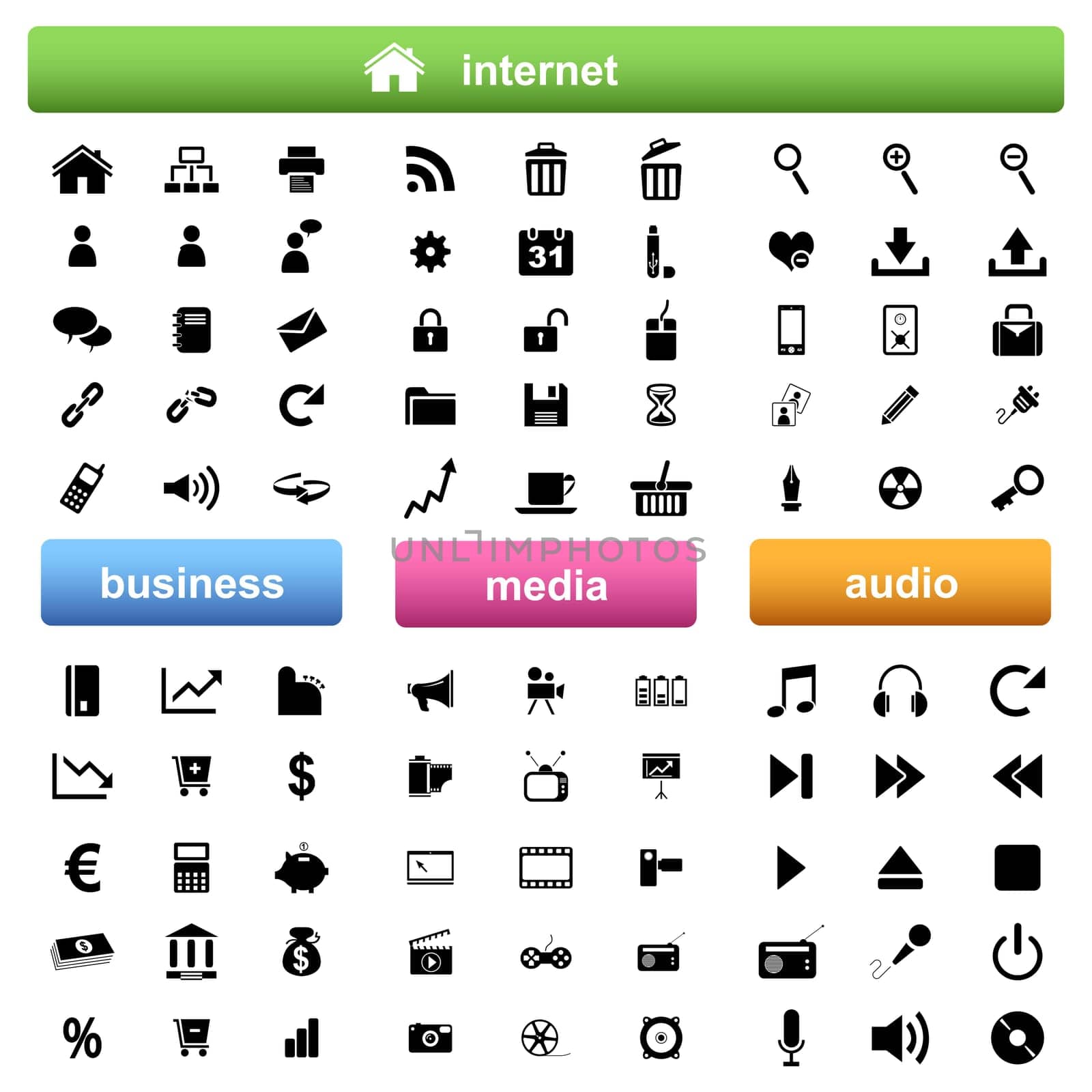 Internet,business and multimedia icons