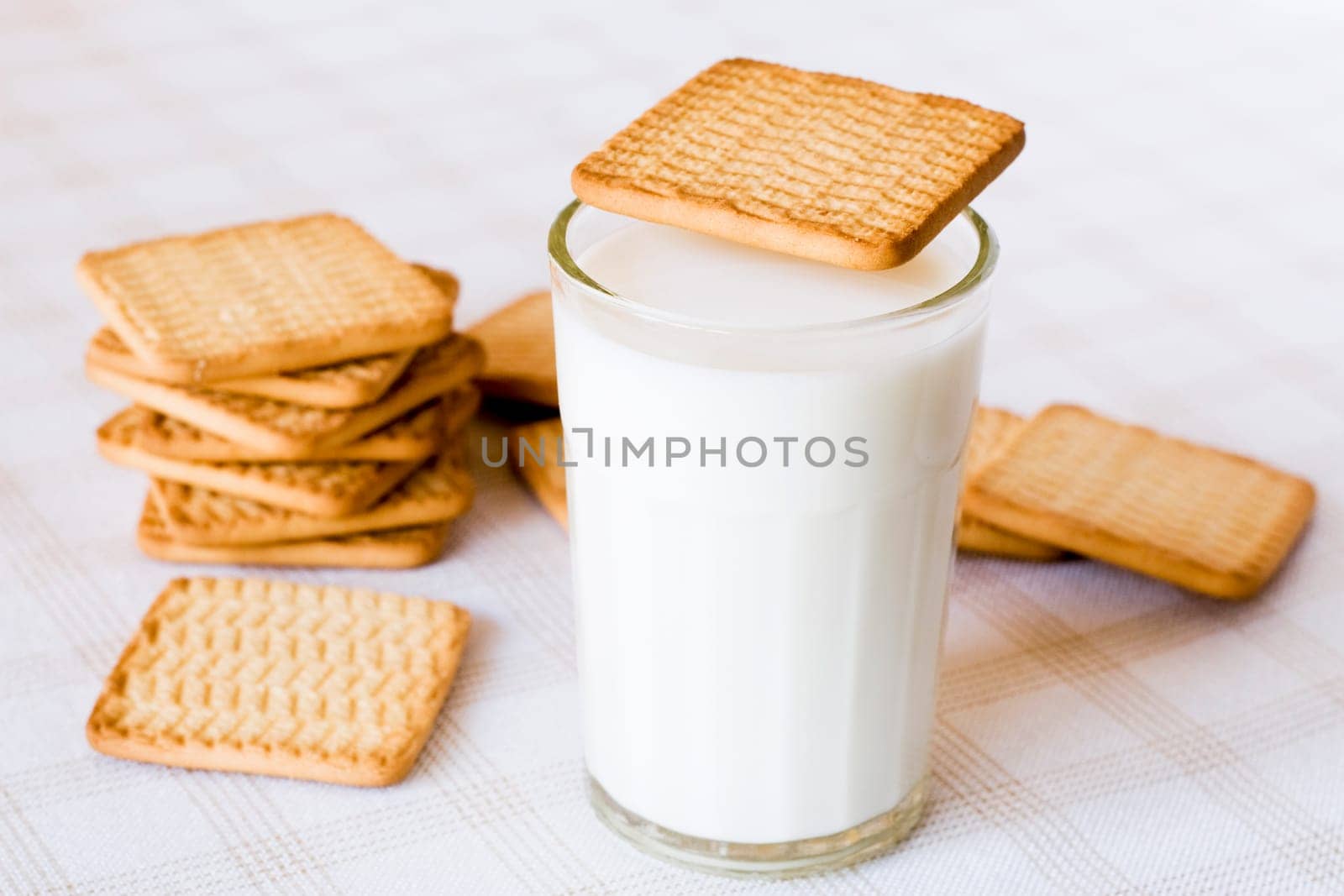 glass of fresh milk and cookies on the table