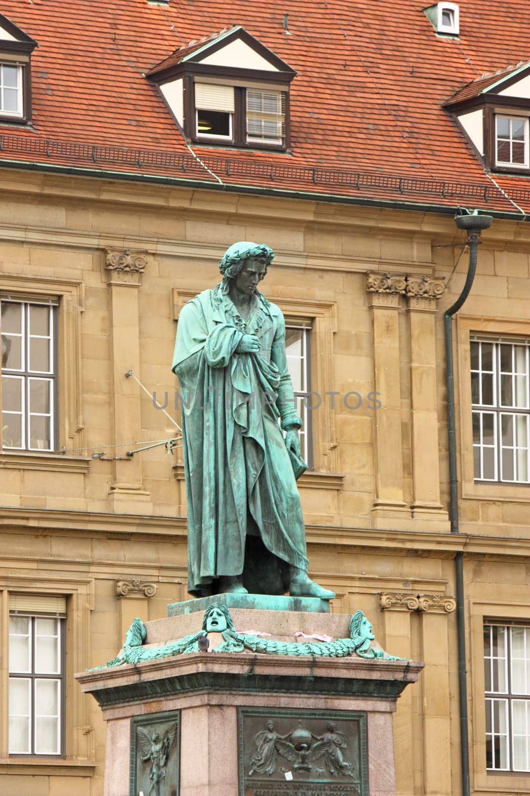 Statue of Johann Christoph Friedrich von Schiller, German poet, philosopher, historian and playwright in Stuttgart