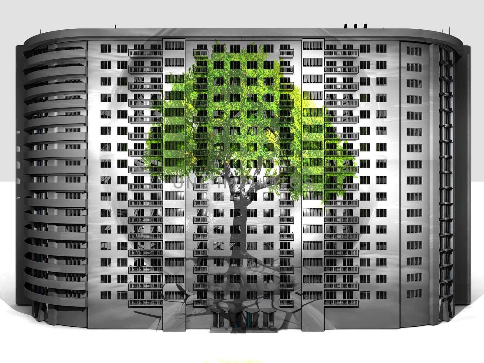 tree painted on a building