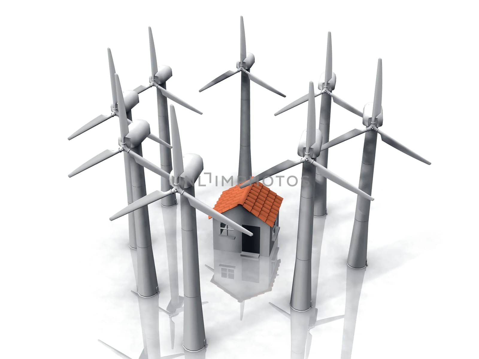 round of wind and a house in the center
