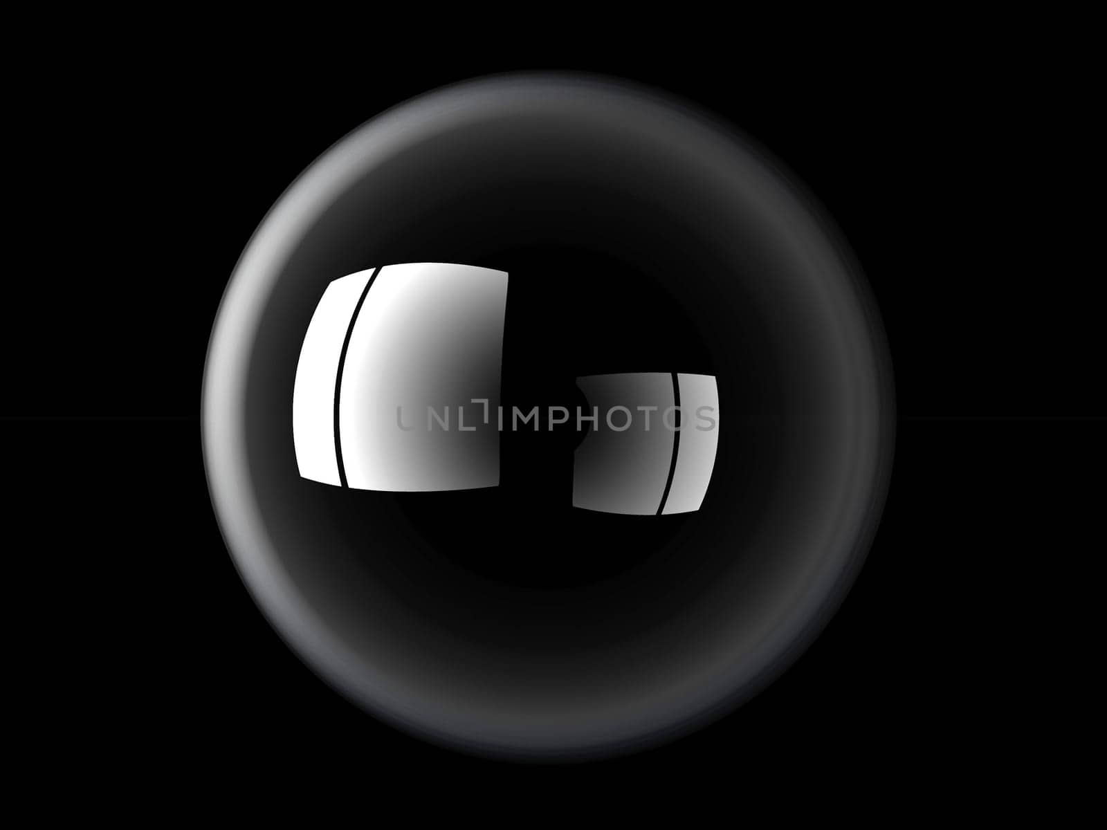 a glass ball on a black background