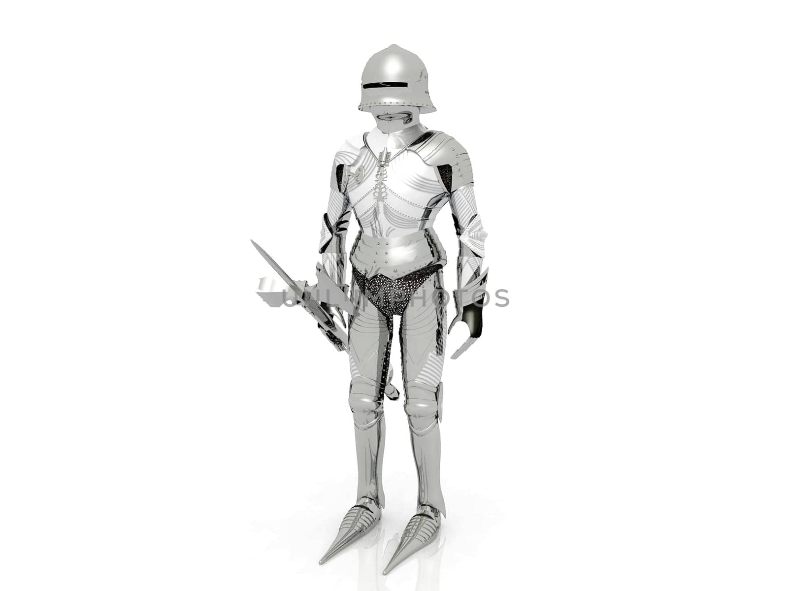 medieval armor with shiny metal