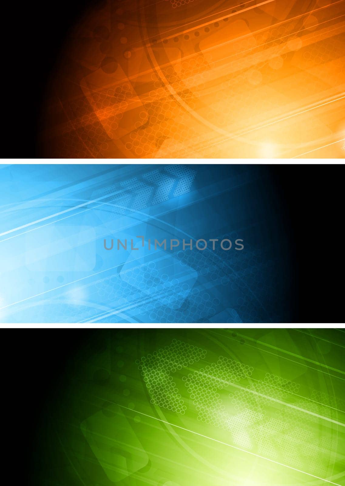 Set of colourful technical banners. Eps 10