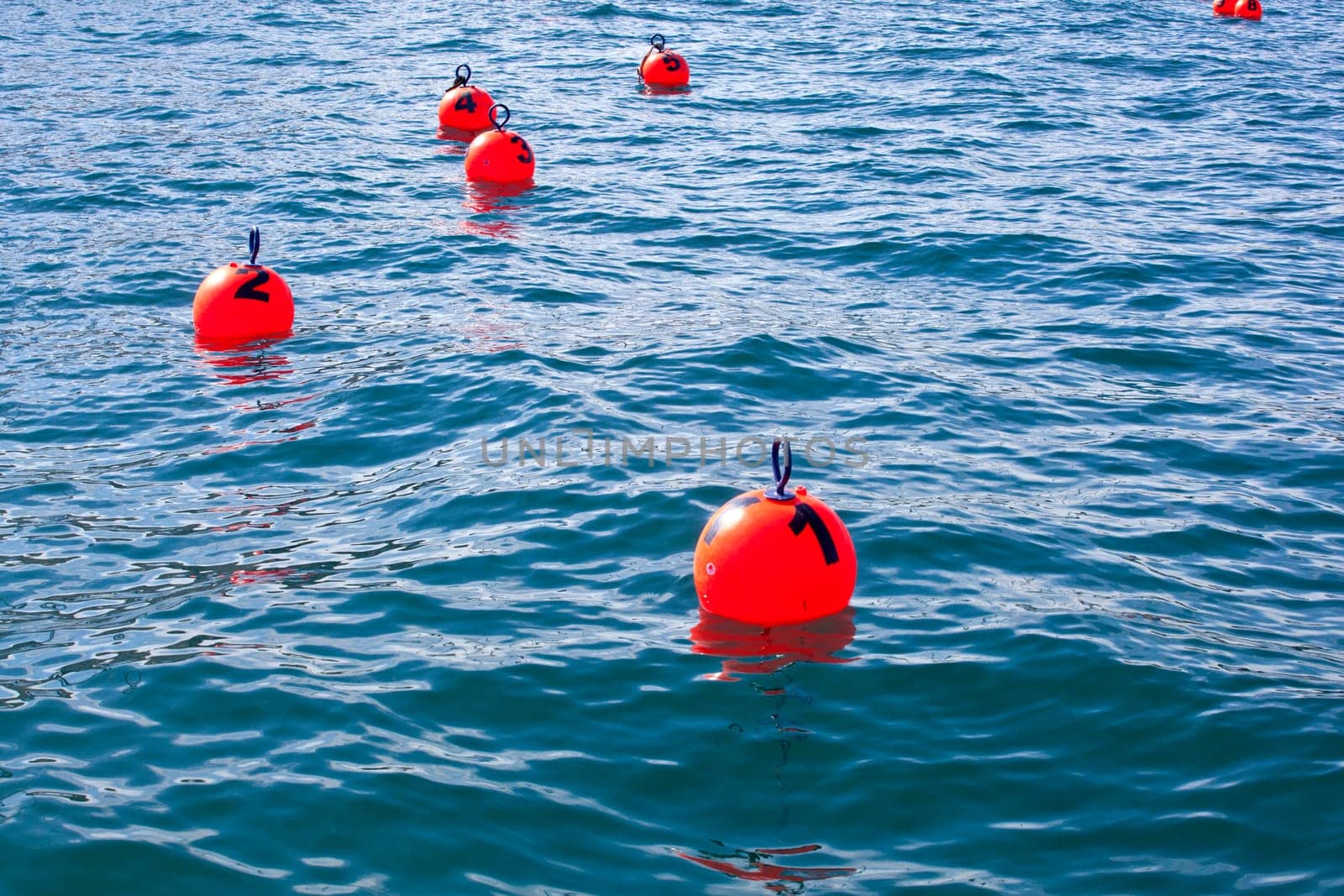 Buoy numbered on the sea