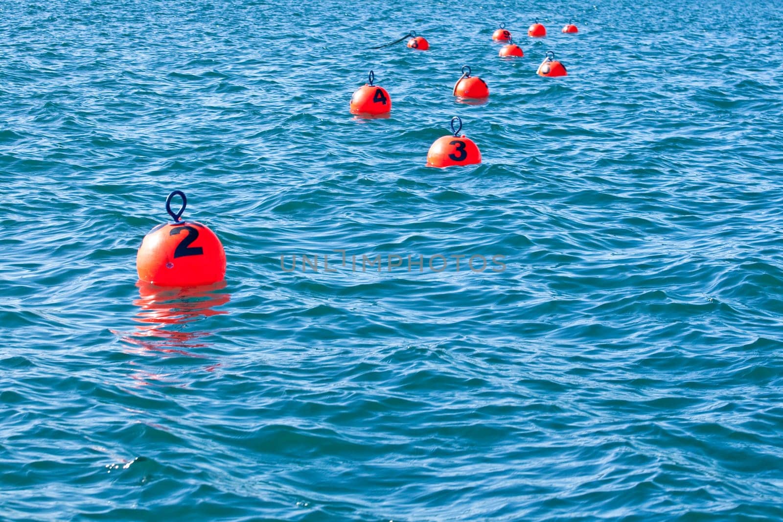 Buoy numbered on the sea