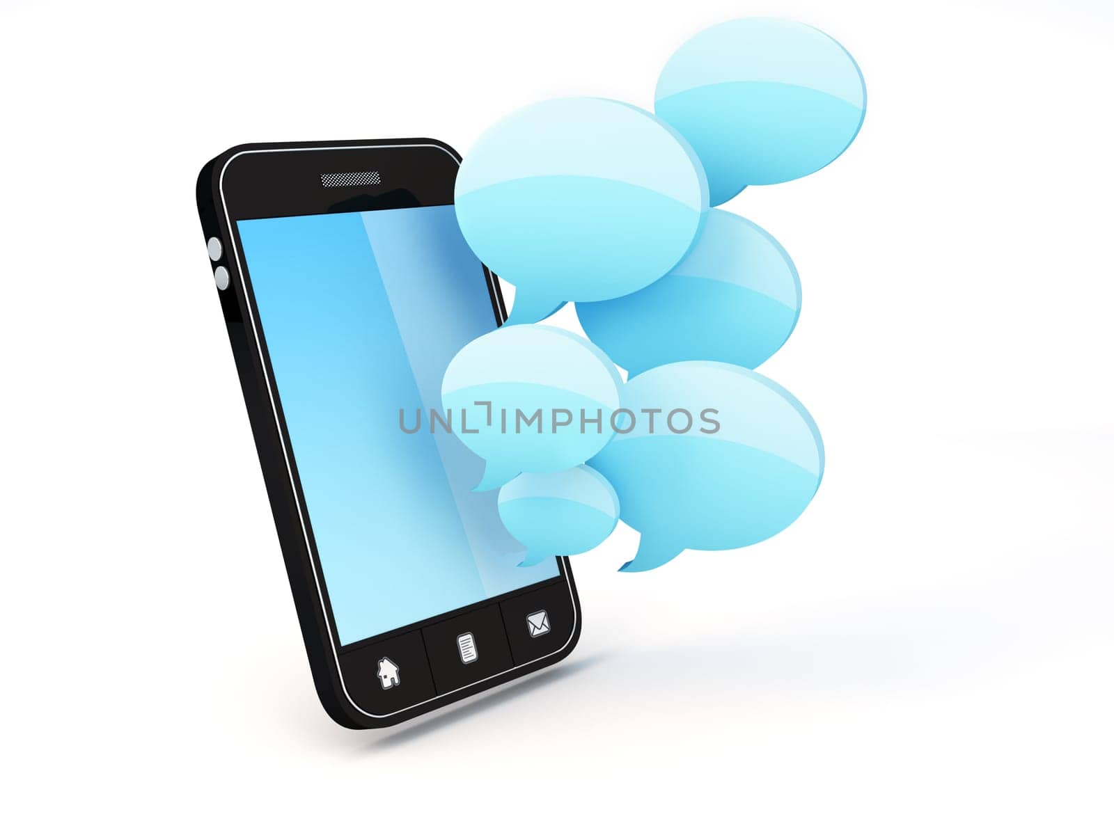 Smartphone with speech bubbles - 3D render  Note: All Devices design and all screen interface graphics in this picture are designed by the contributor him self.