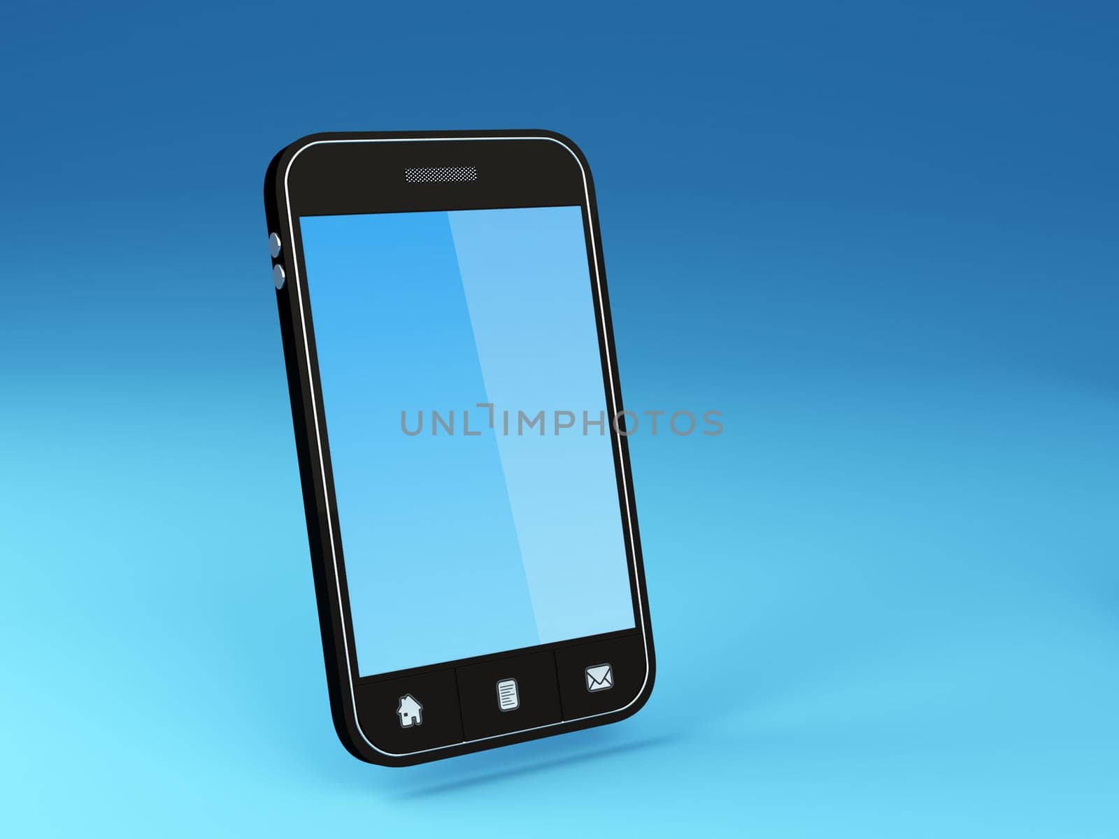 3D Illustration of generic smartphone.  Note: All Devices design and all screen interface graphics in this series are designed by the contributor him self.