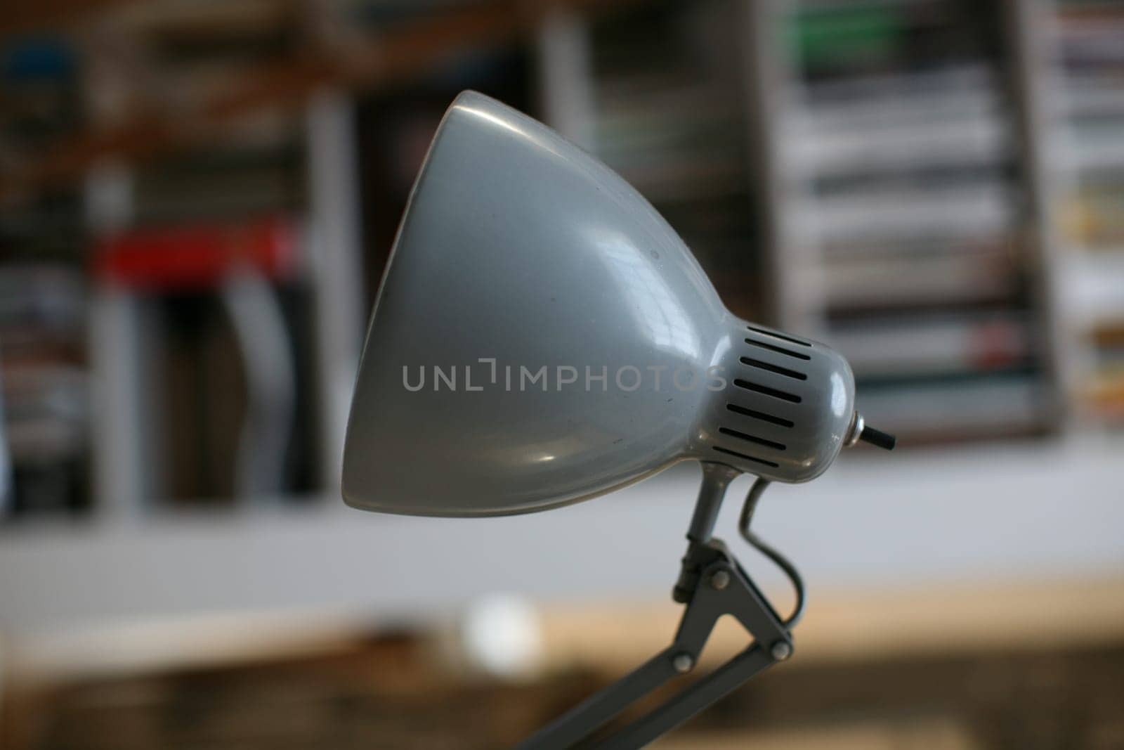 Detail of an vintage gray lamp
