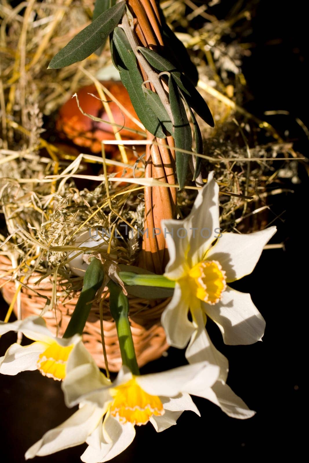 Easter Wicker basket on the table