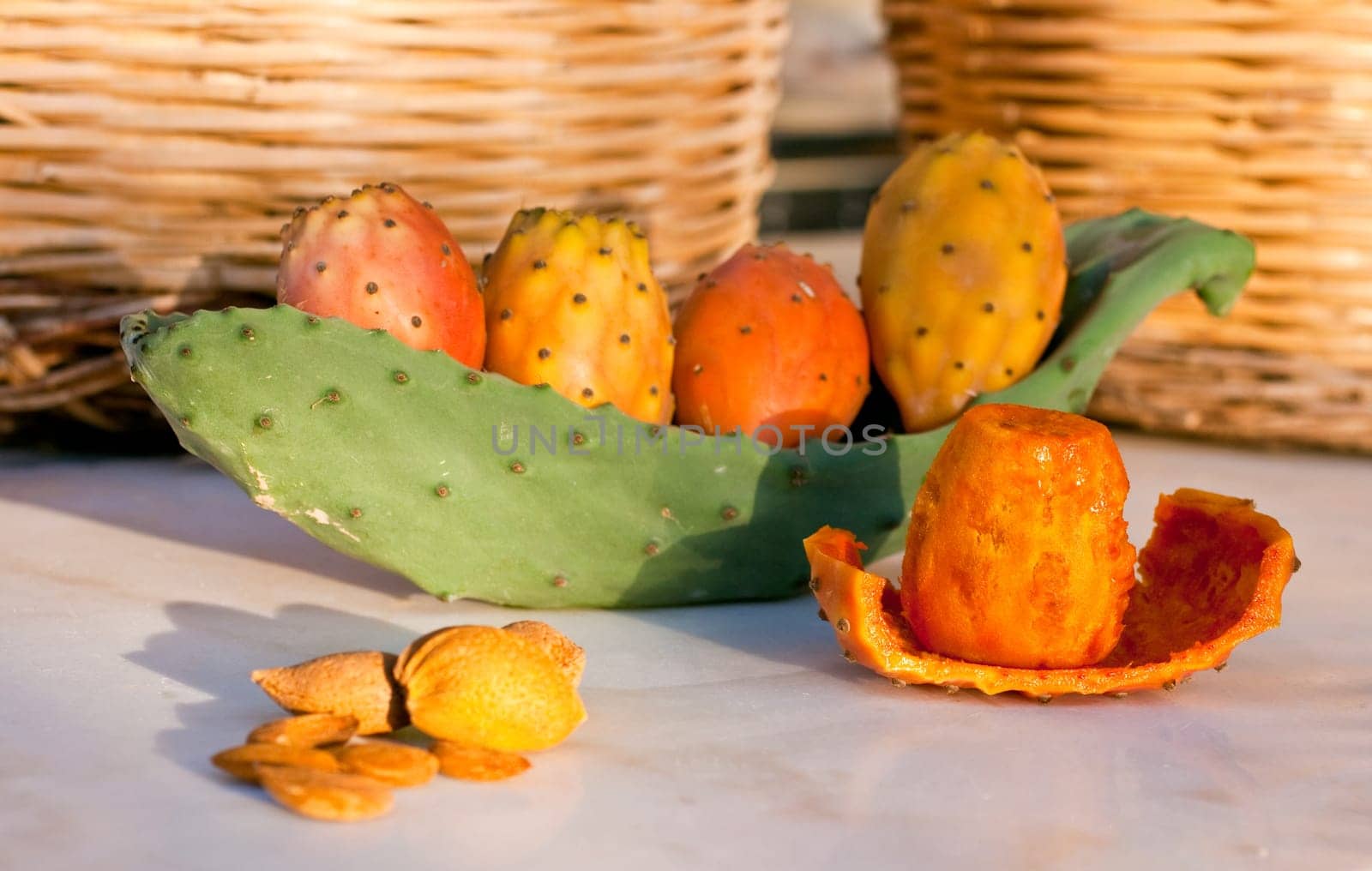 Fresh sicilian peeled prickly pear