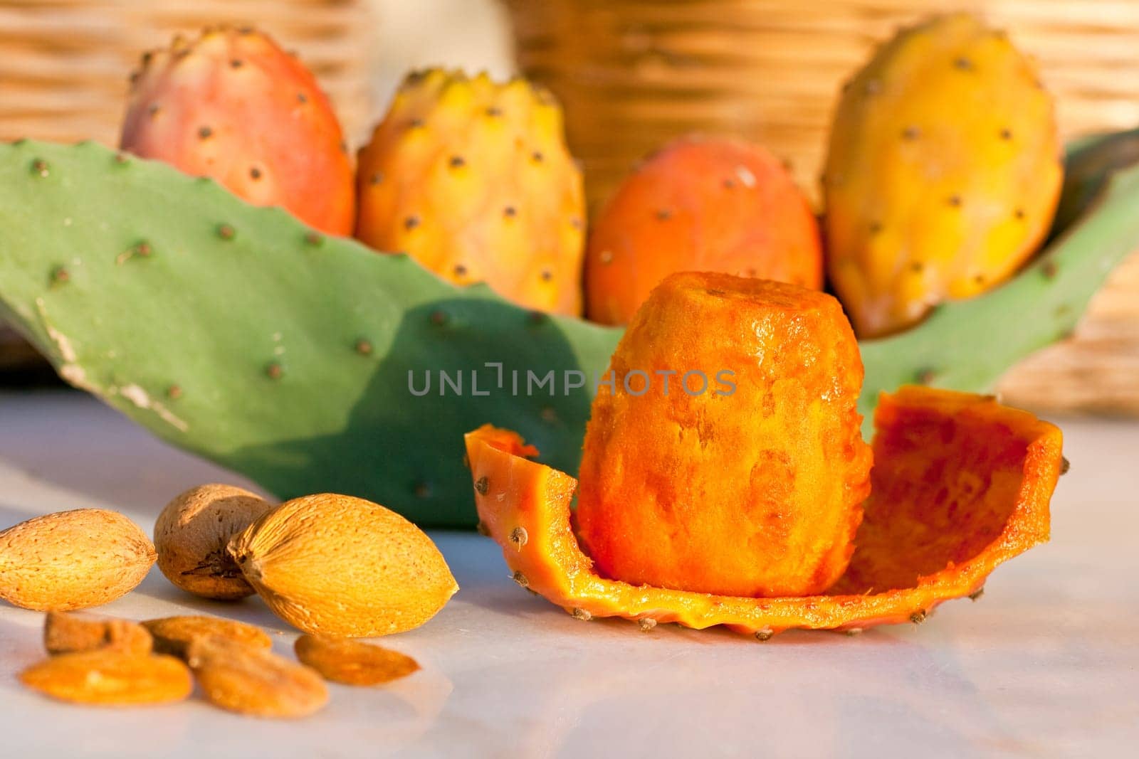 Fresh sicilian peeled prickly pear