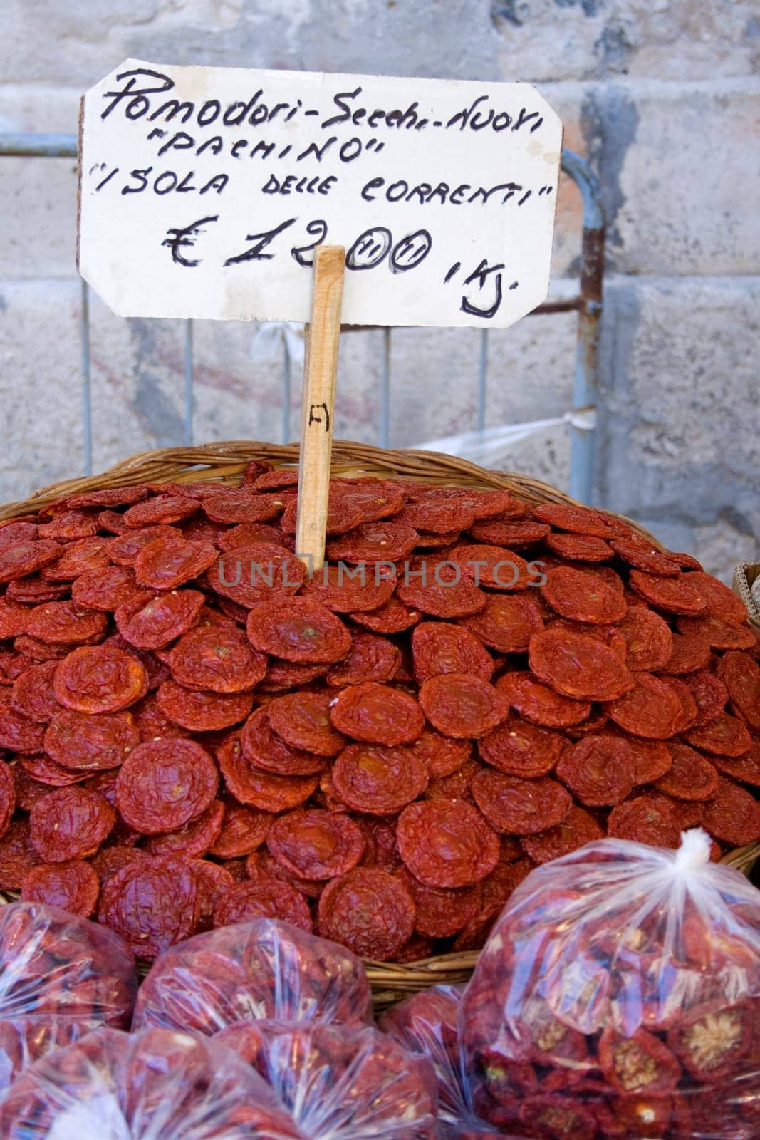 Dried tomatoes in a street market
