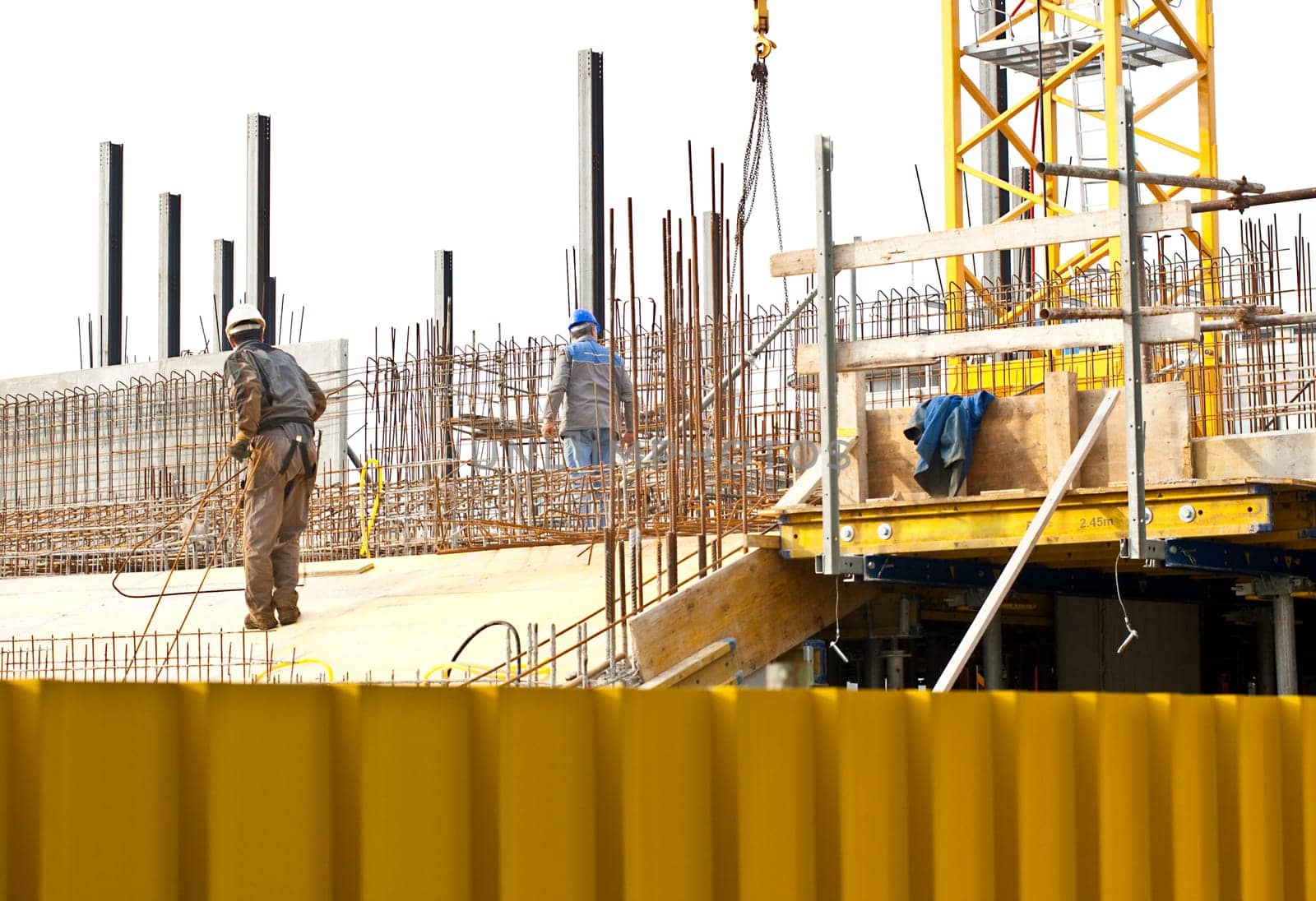 Bricklayer in a construction site