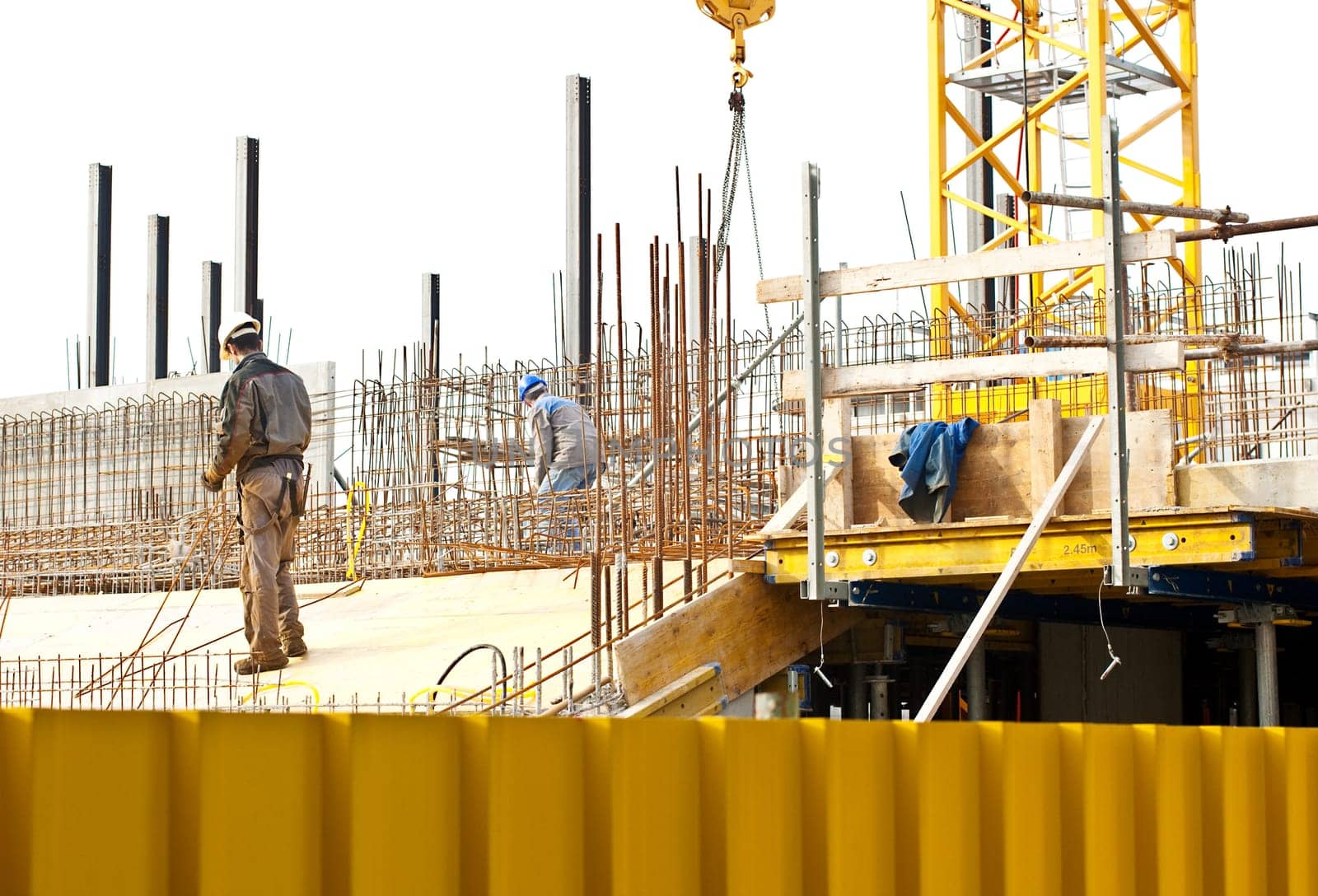 Bricklayer in a construction site