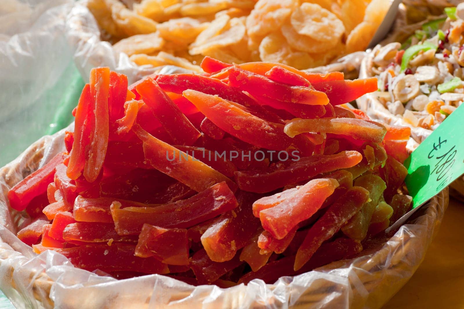 Candy inside a wicker basket