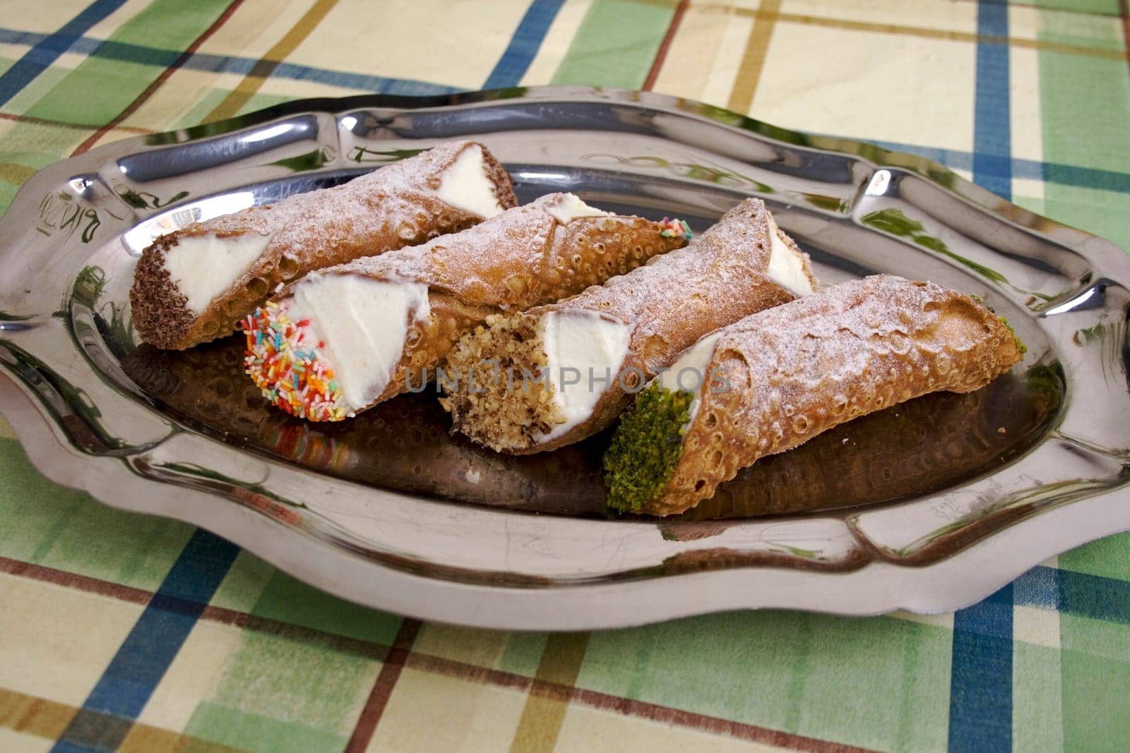 Tray Sicilian sweets, made with ricotta(cheese) cream