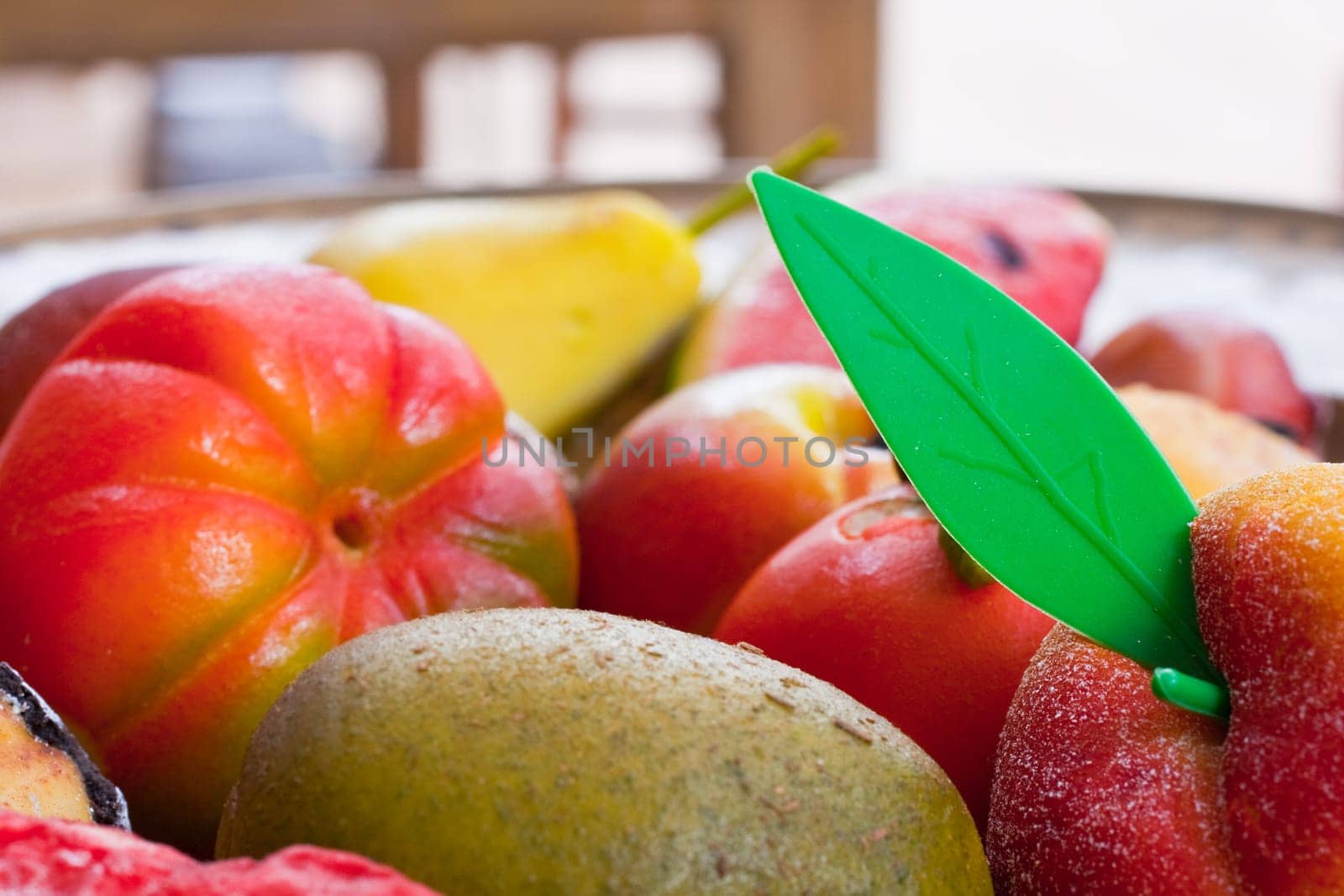 Close up of deliciouse sicilian Marzapane fruits