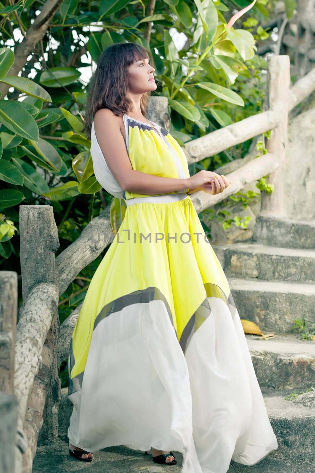Fashion style photo of beautiful woman outdoor
