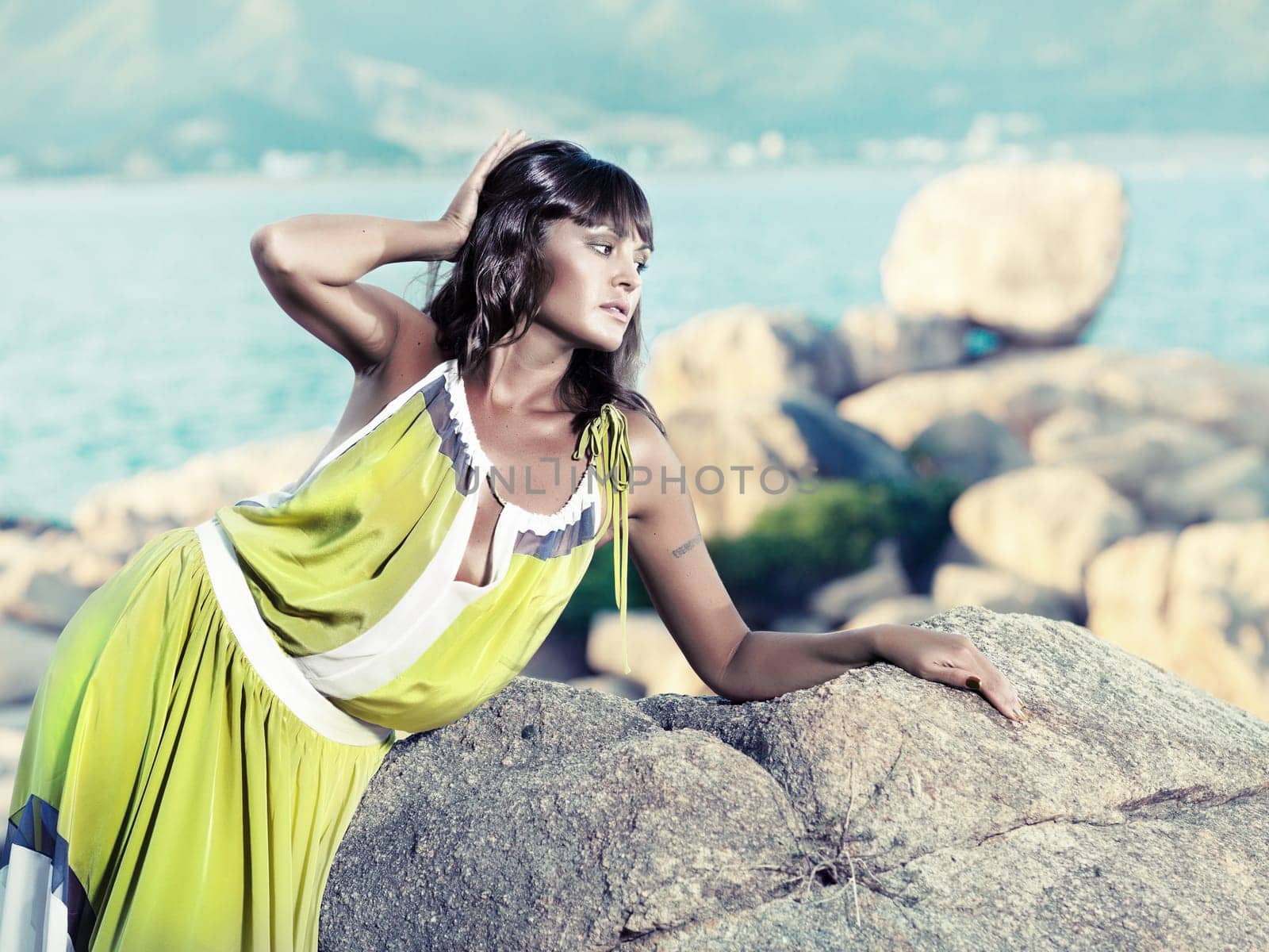 Fashion style photo of beautiful woman outdoor