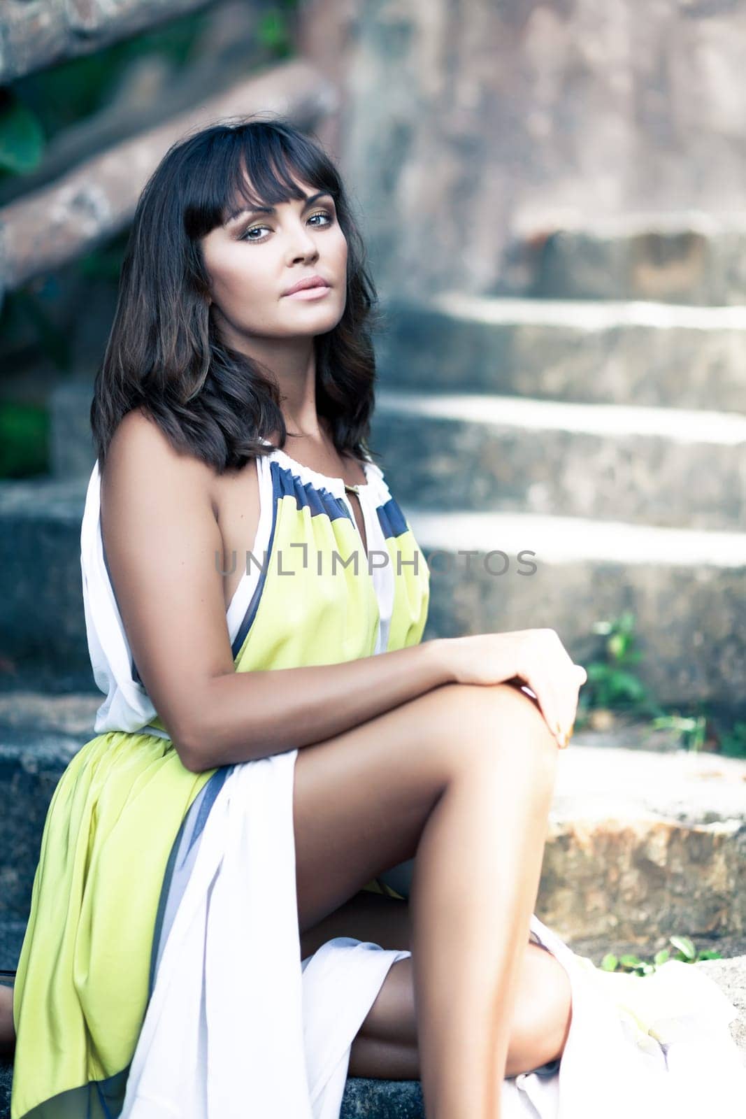 Fashion style photo of beautiful woman outdoor