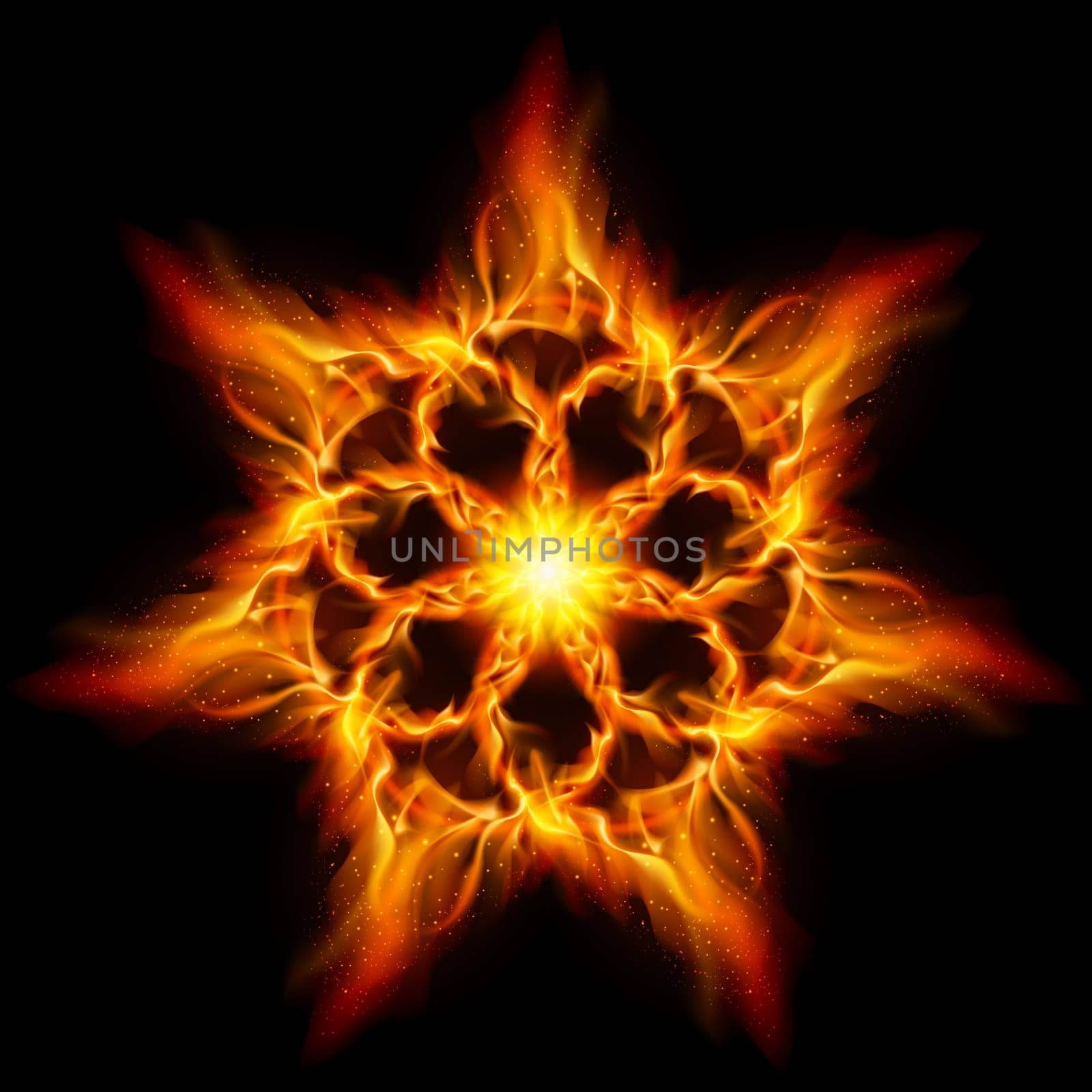 Fire flower. Illustration on black background for design