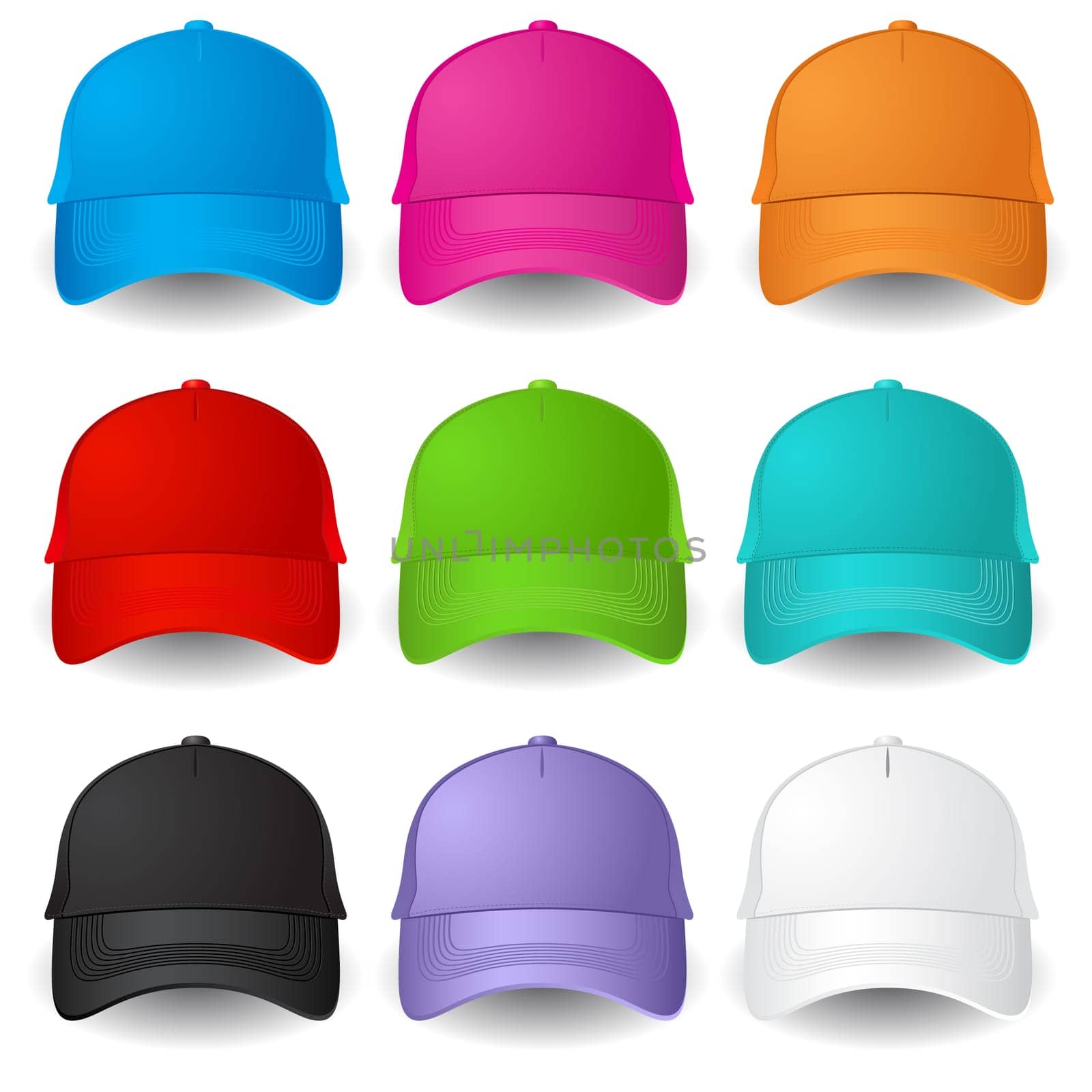 Set of Baseball caps. Illustration on white background