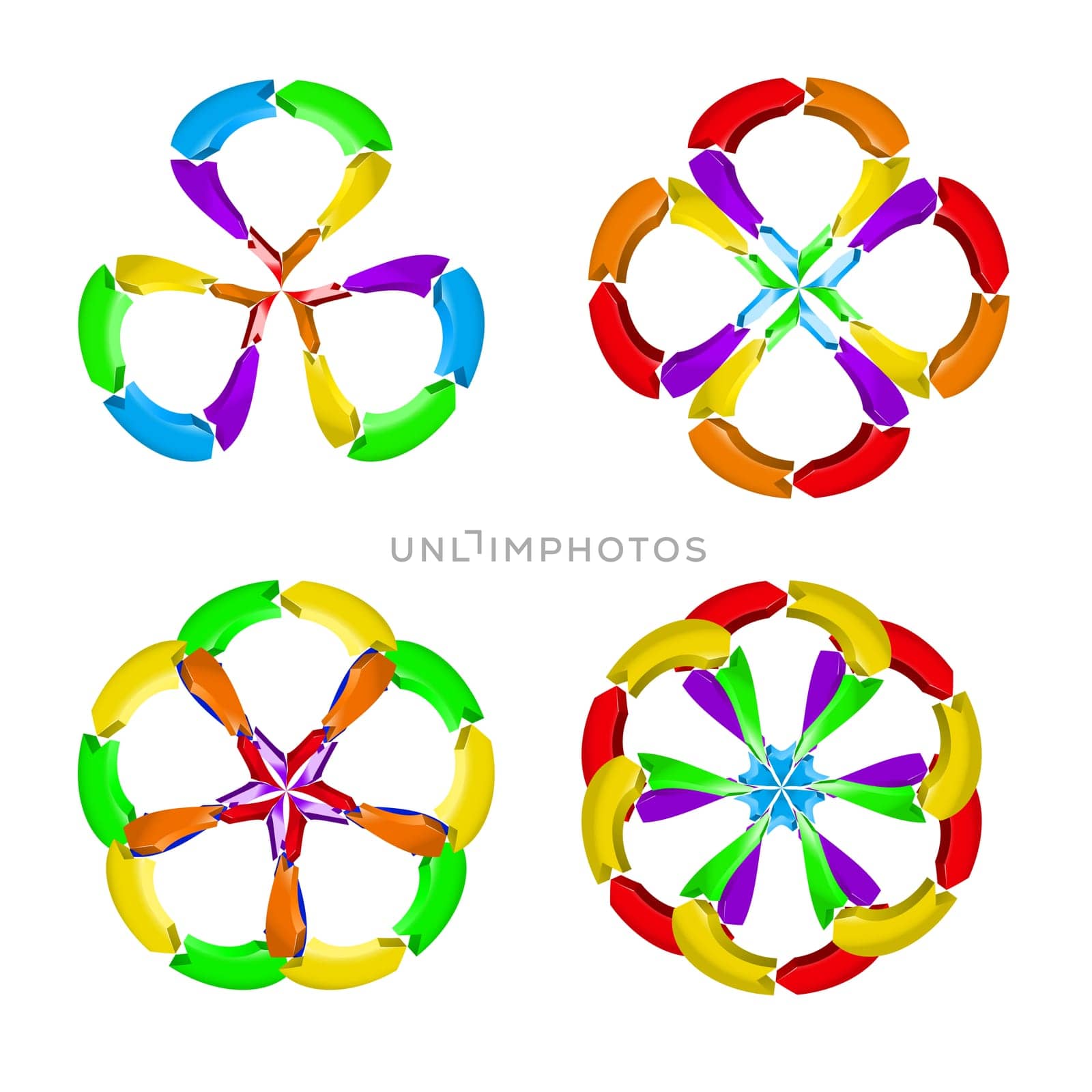 A set number two of various abstract arrows work on white.