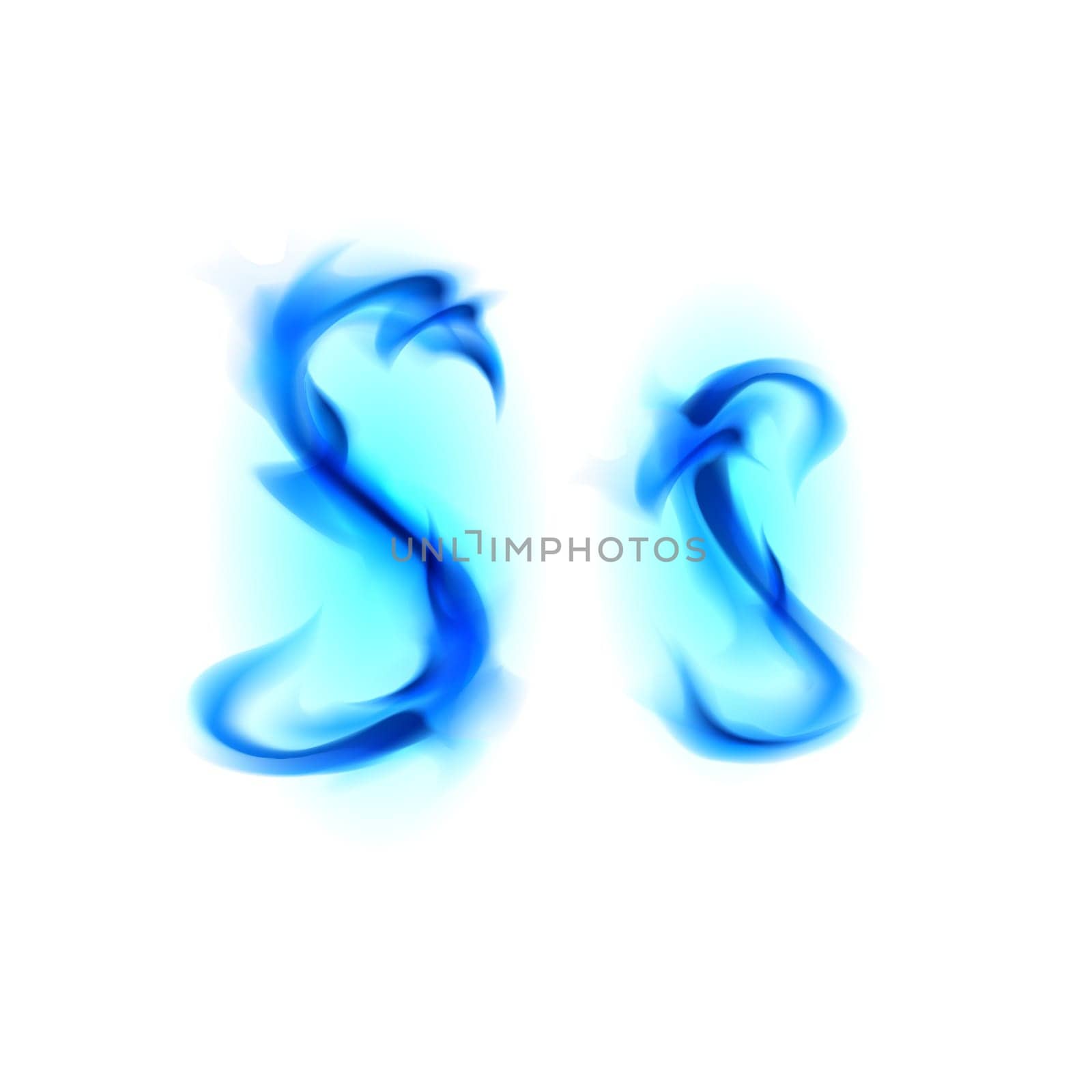 Blue Fiery font. Letter S. Illustration on black background