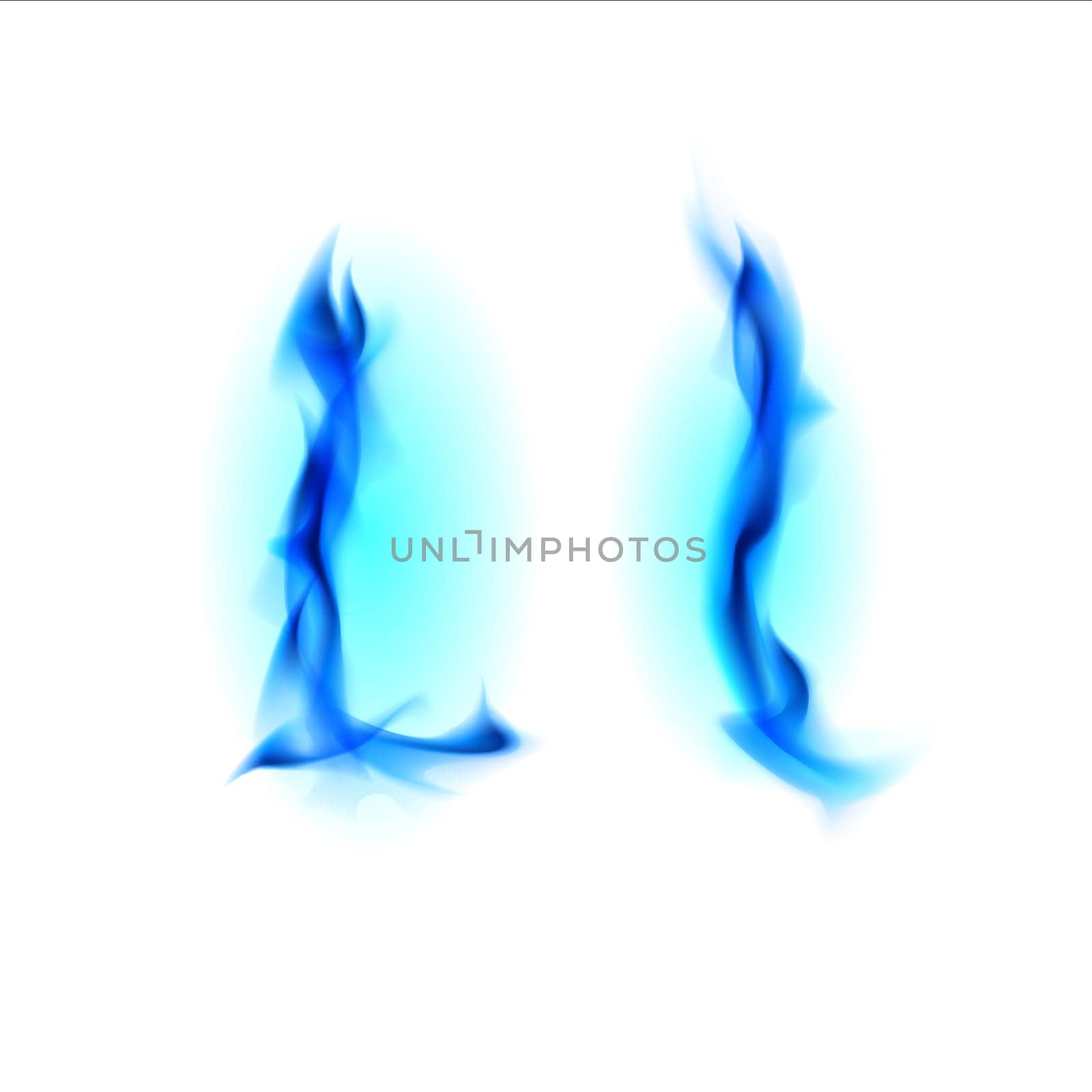Blue Fiery font. Letter L. Illustration on black background