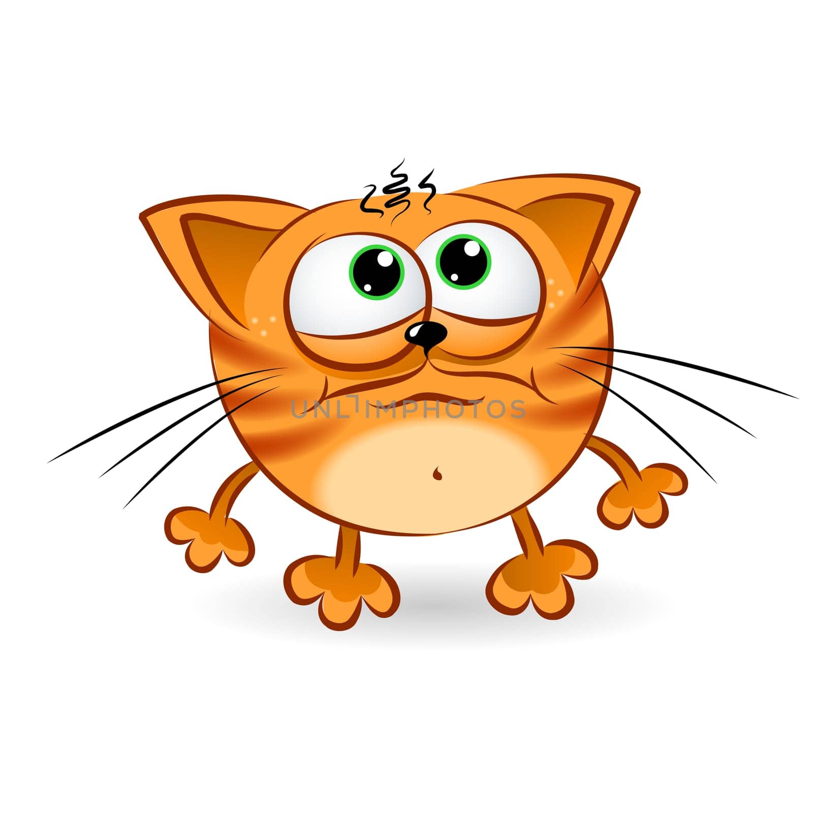 Sad cartoon cat.  Illustration on white background for design