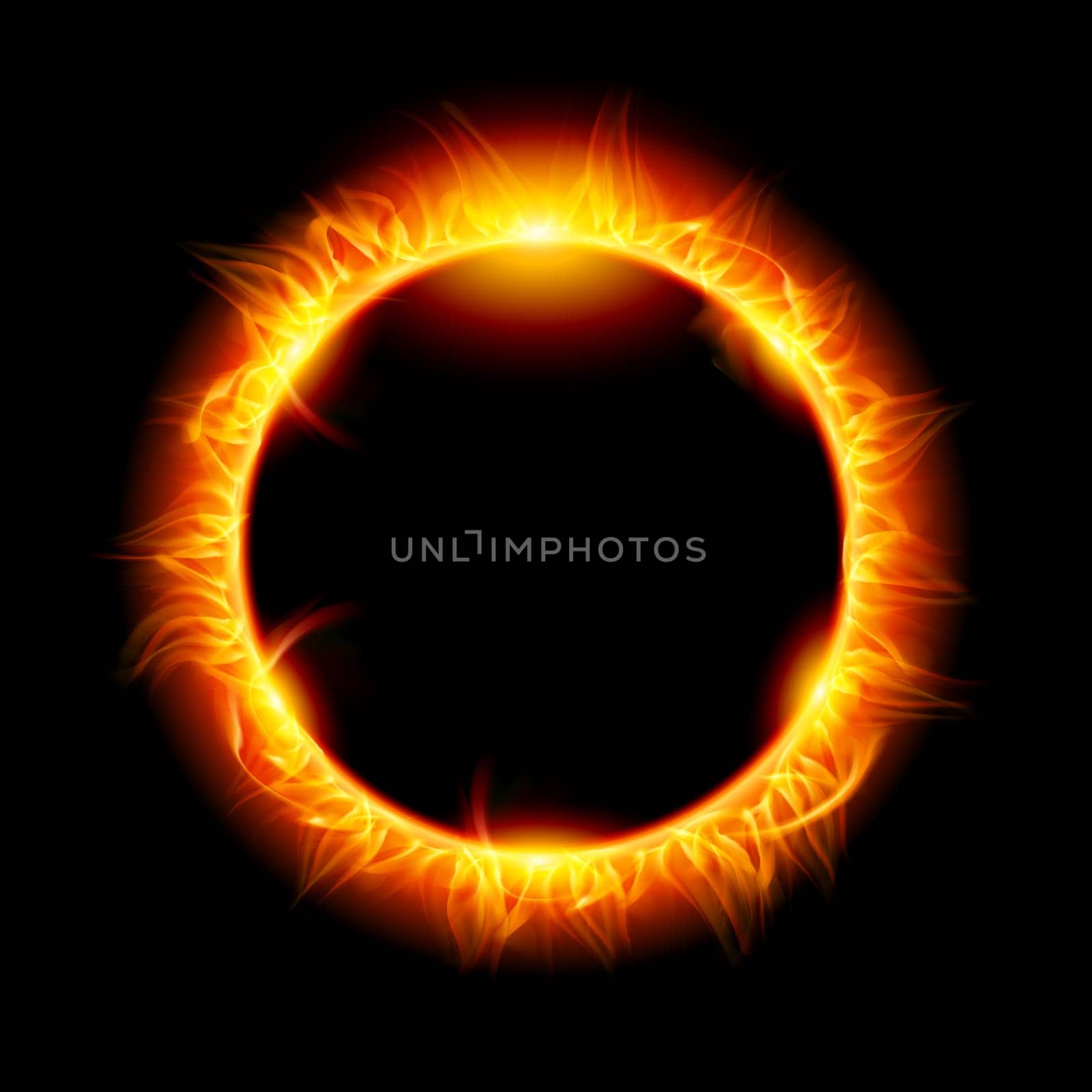 Solar eclipse. Illustration on black background for design