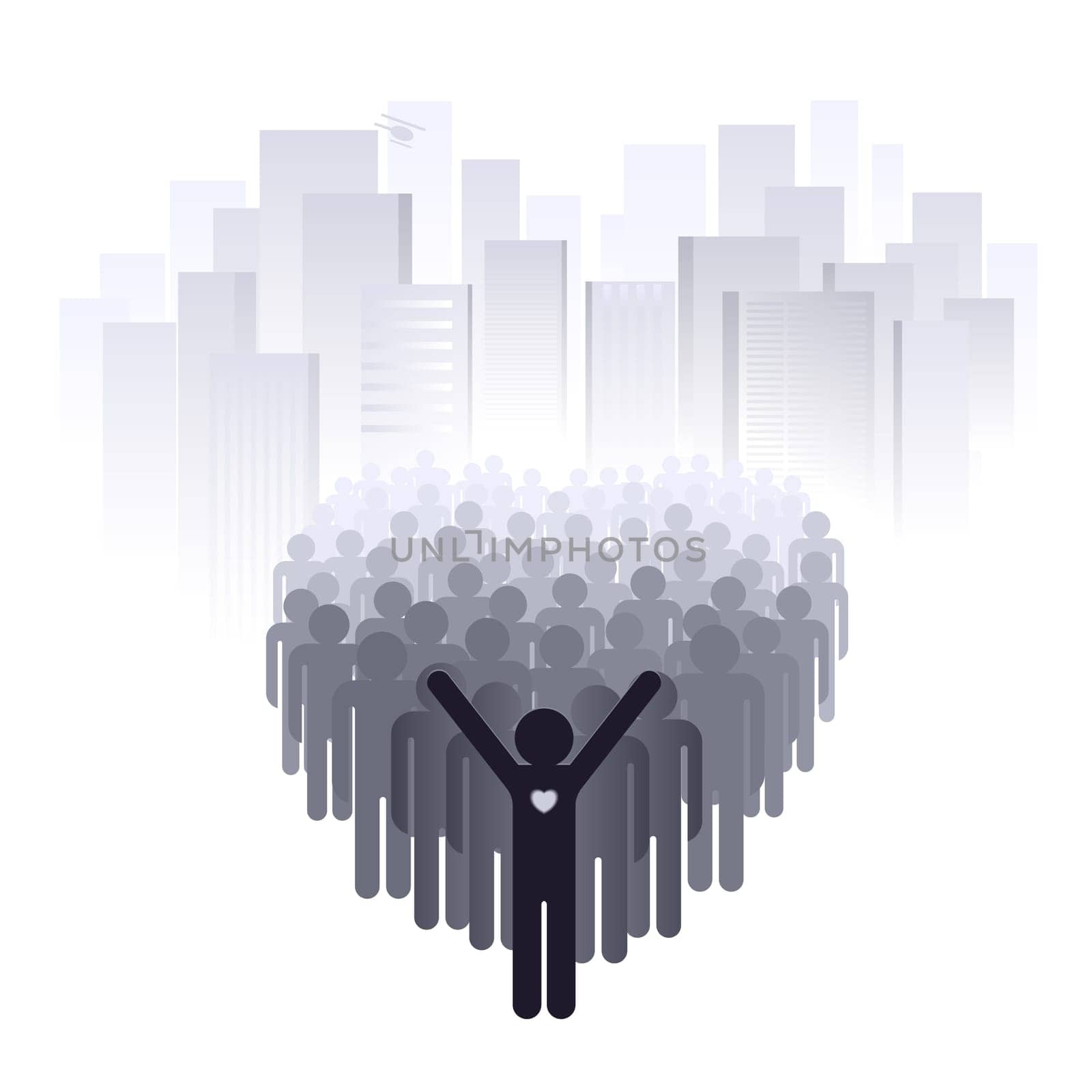 Love for the big city. Abstract illustration of a designer on a white background