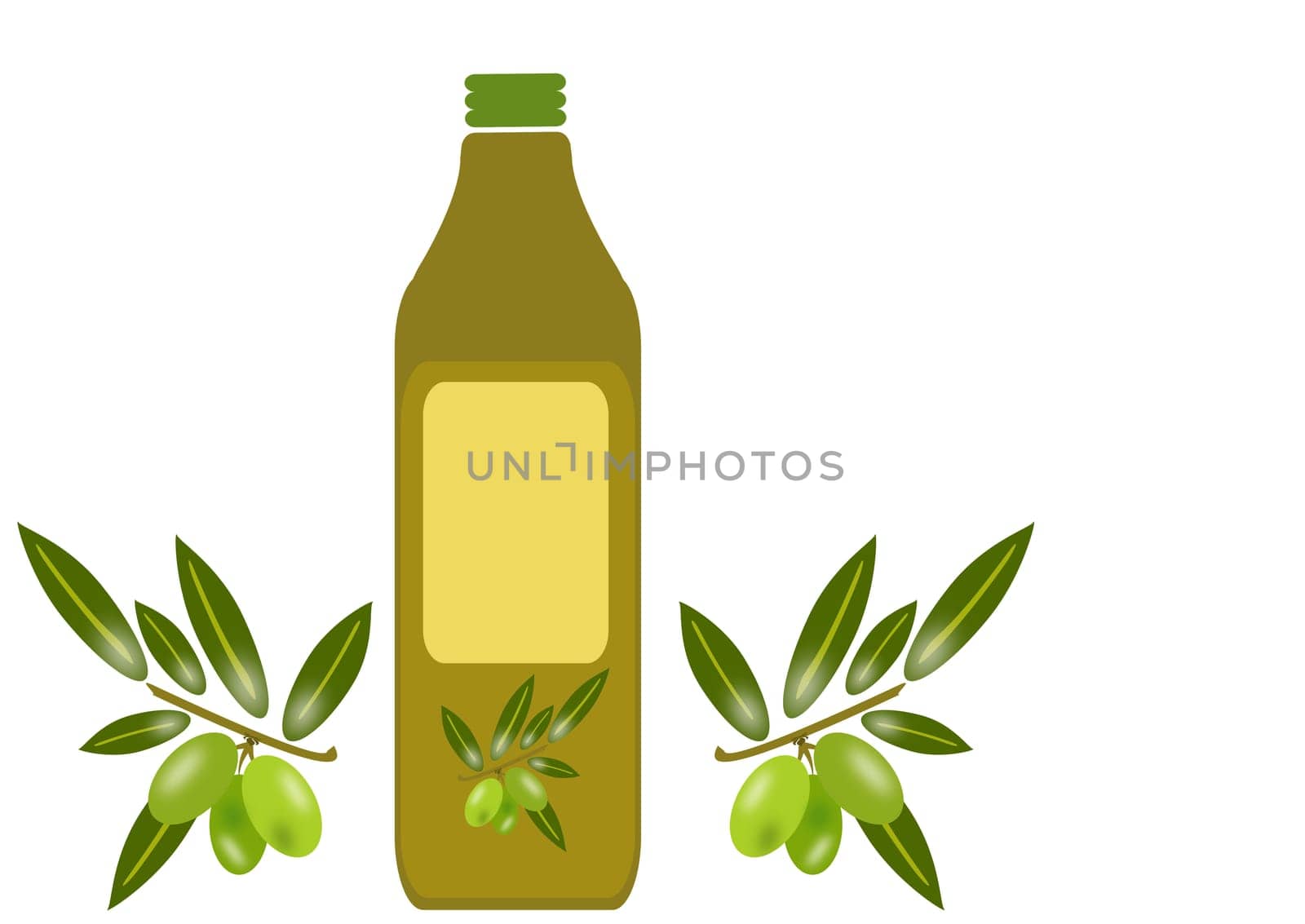 bottle of oil with the olive