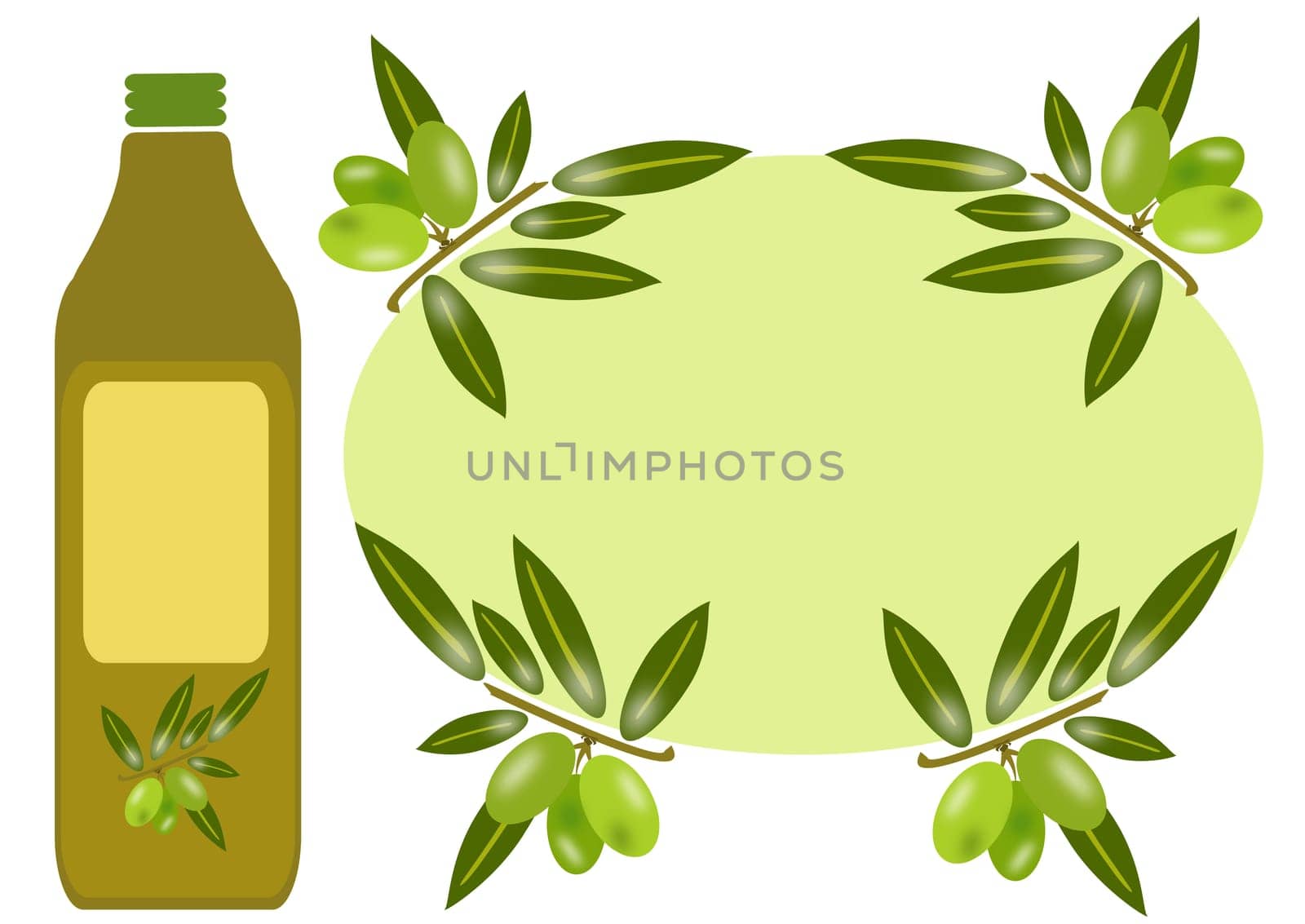 bottle of oil with the olive