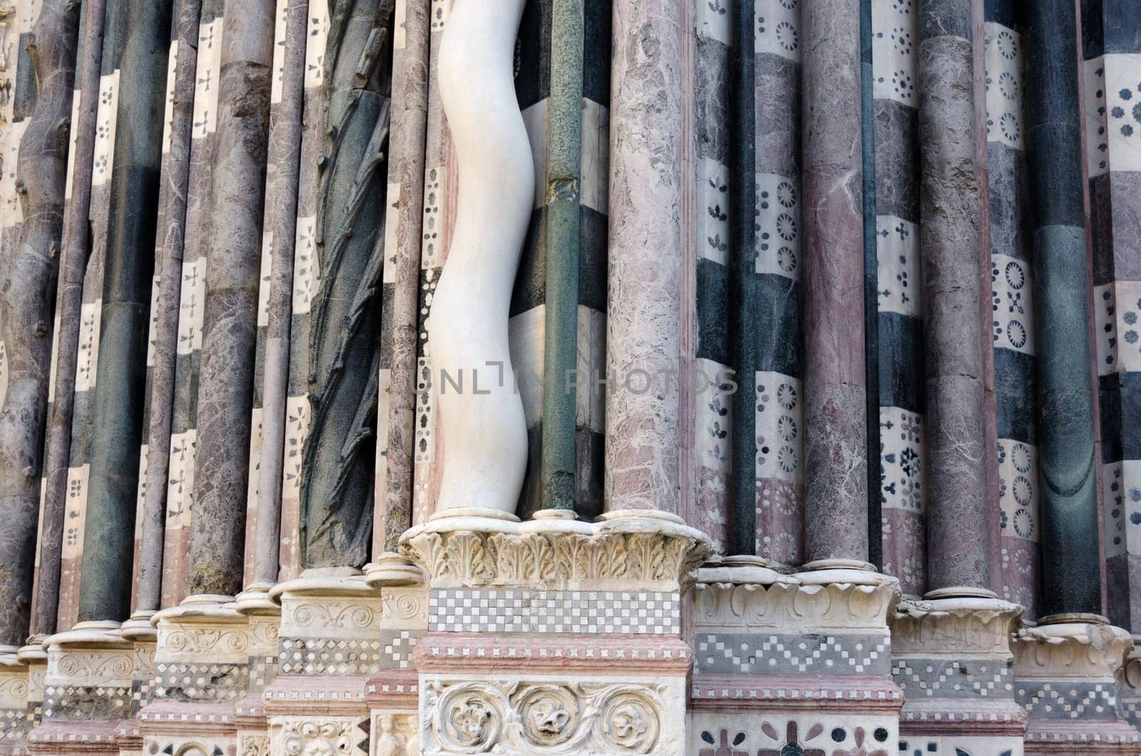 Marble columns in the Cathedral of St. Lawrence in Genoa