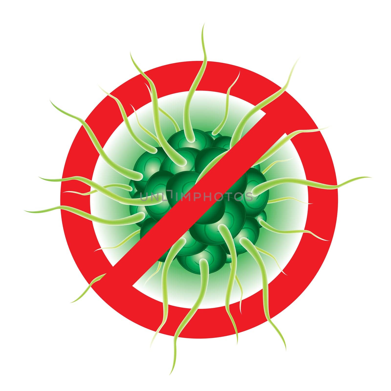 Stop Flu virus. Illustration isolated on white background