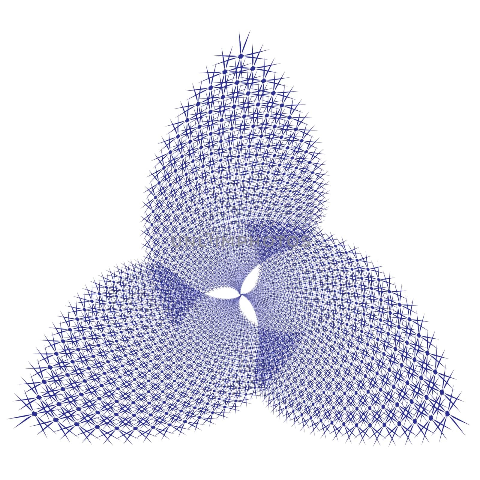 An abstract blue flower on white background. A highly useful art element.