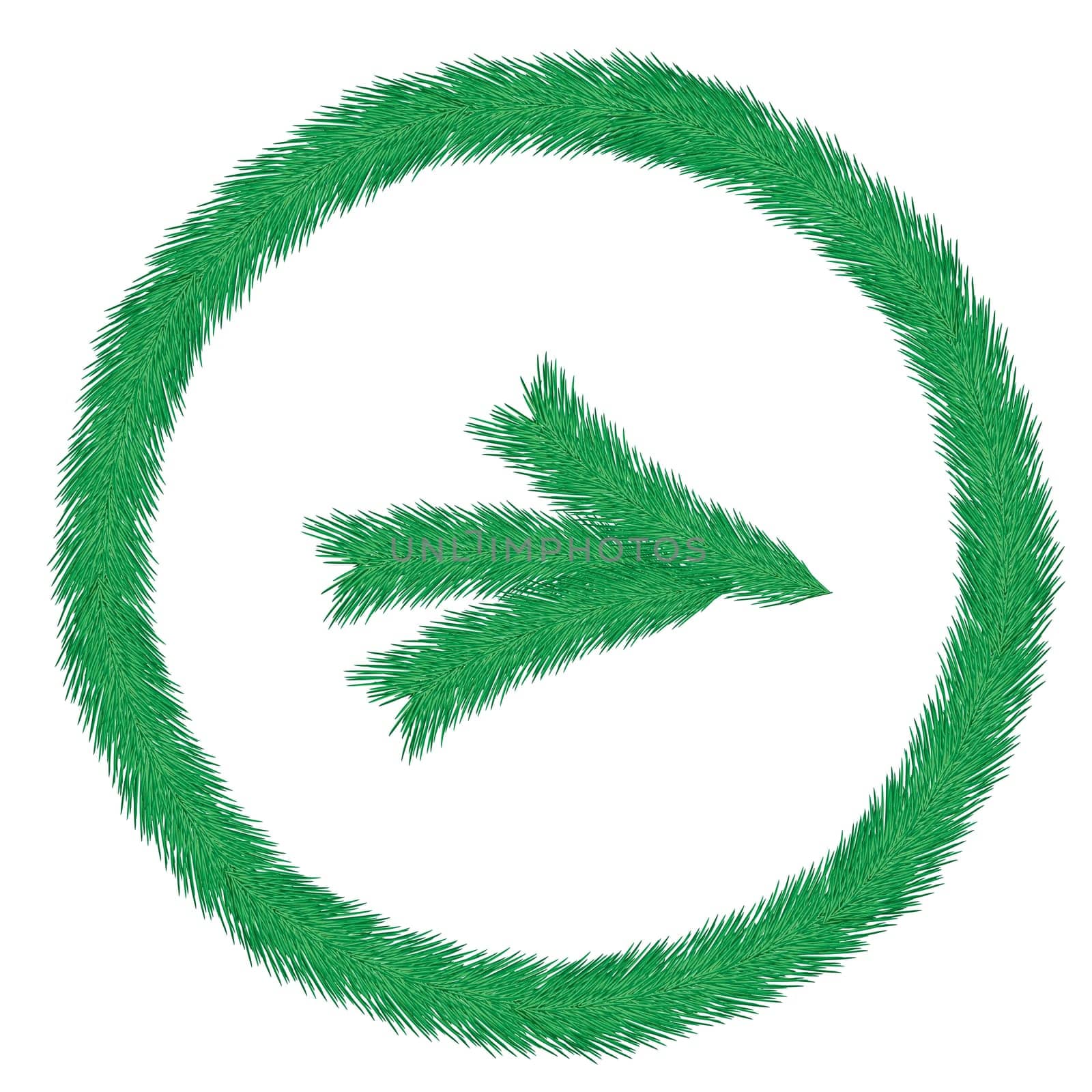 Christmas wreath of fir twigs. Illustration on white background