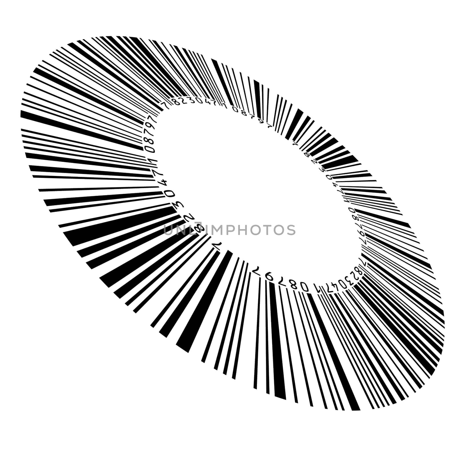 Abstract circular bar code. Illustration on white background for design